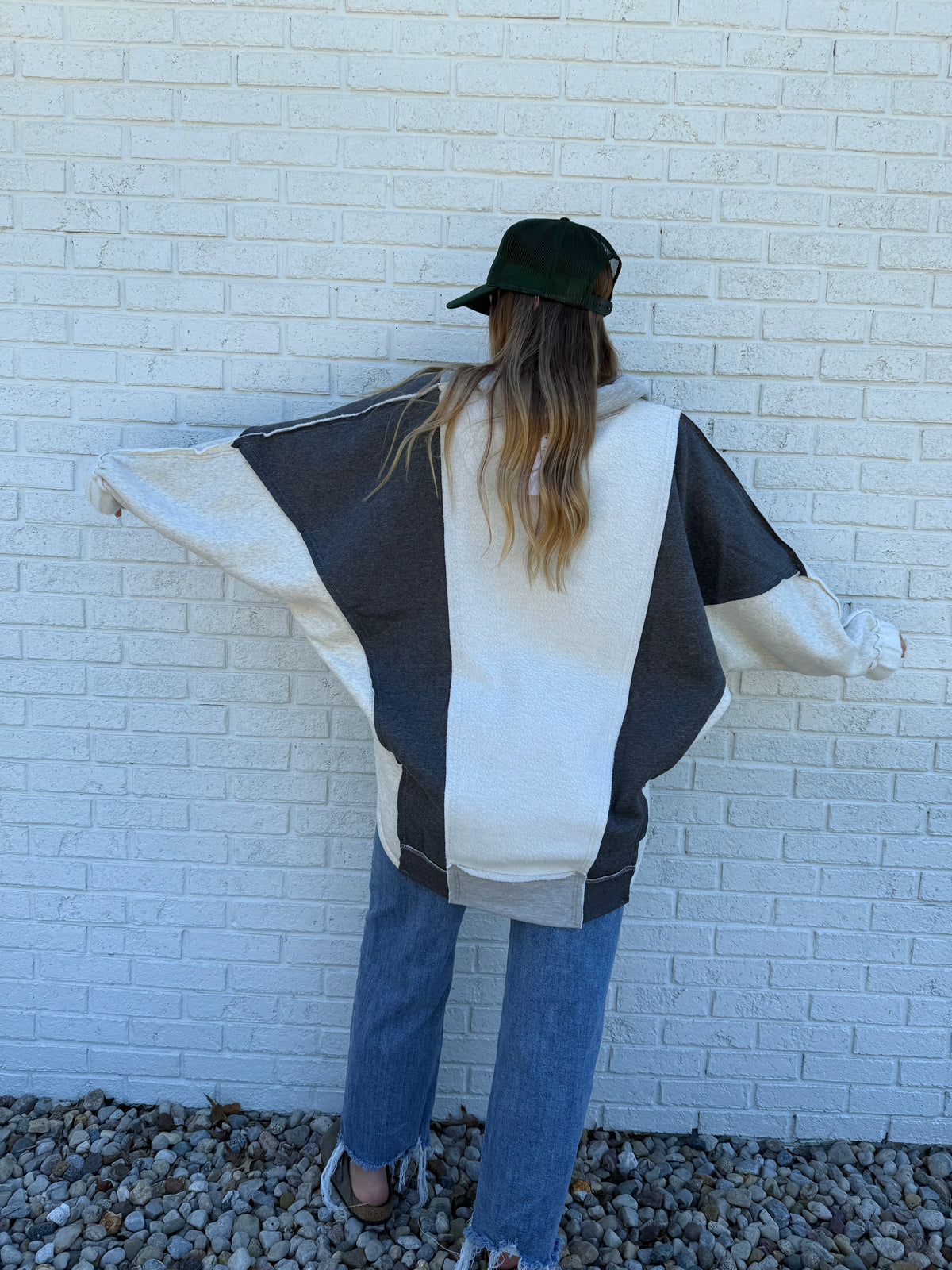 Lallie Color Block Sweatshirt Grey