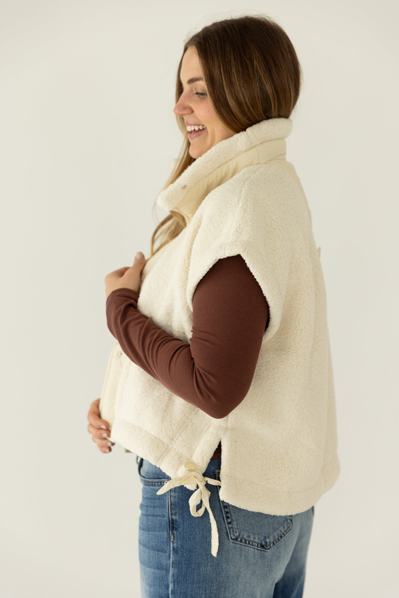 Cream Sherpa Vest