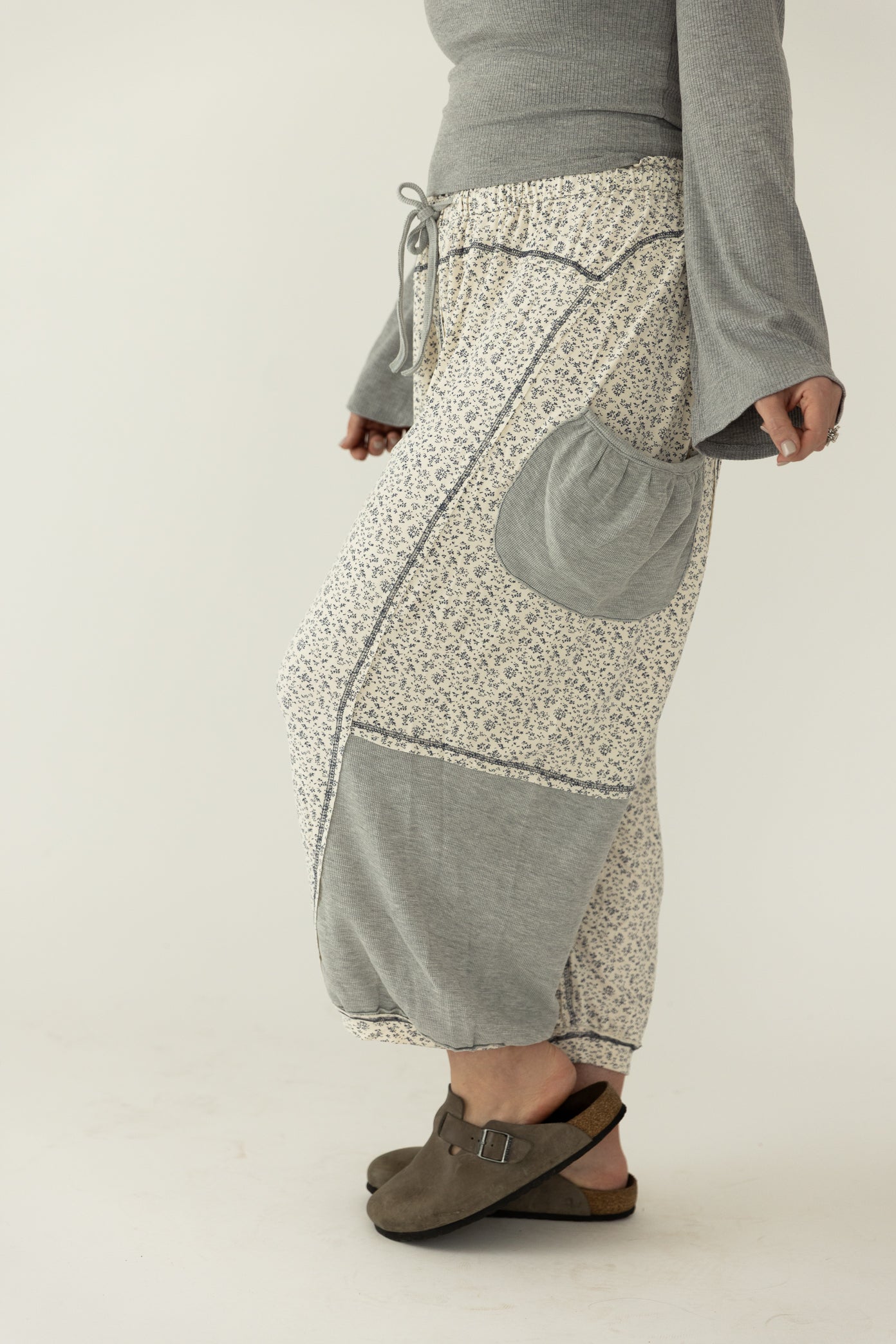 Grey/Navy Boho Patchwork Jogger