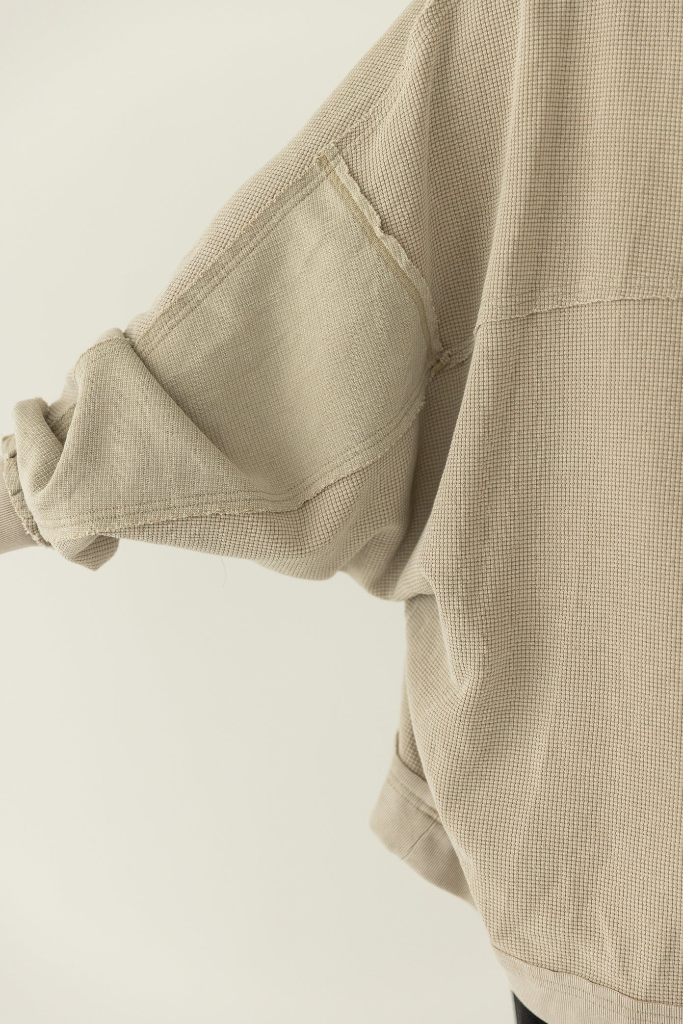 Waffle Knit Hooded Cardigan Oat