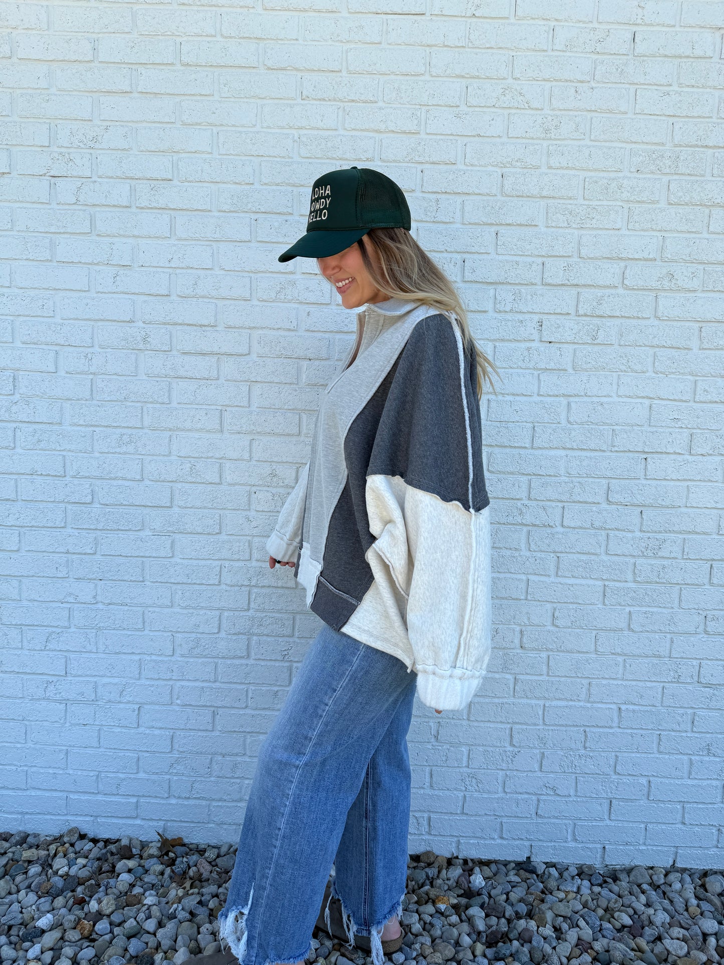 Lallie Color Block Sweatshirt Grey