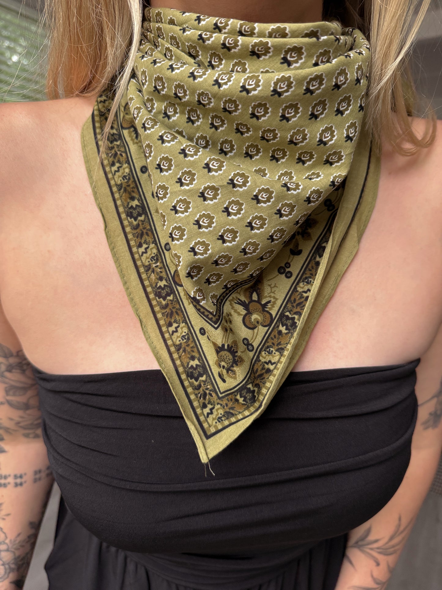 Olive Boho Bandana Scarf