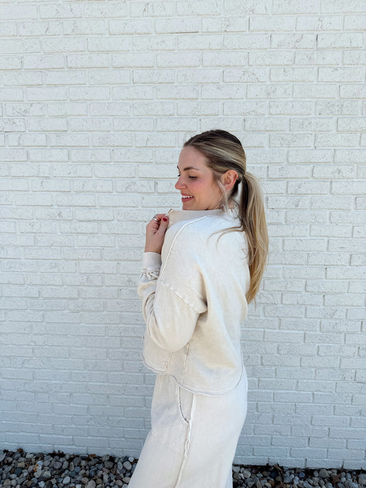 Tilly Mineral Wash Halfzip Cream