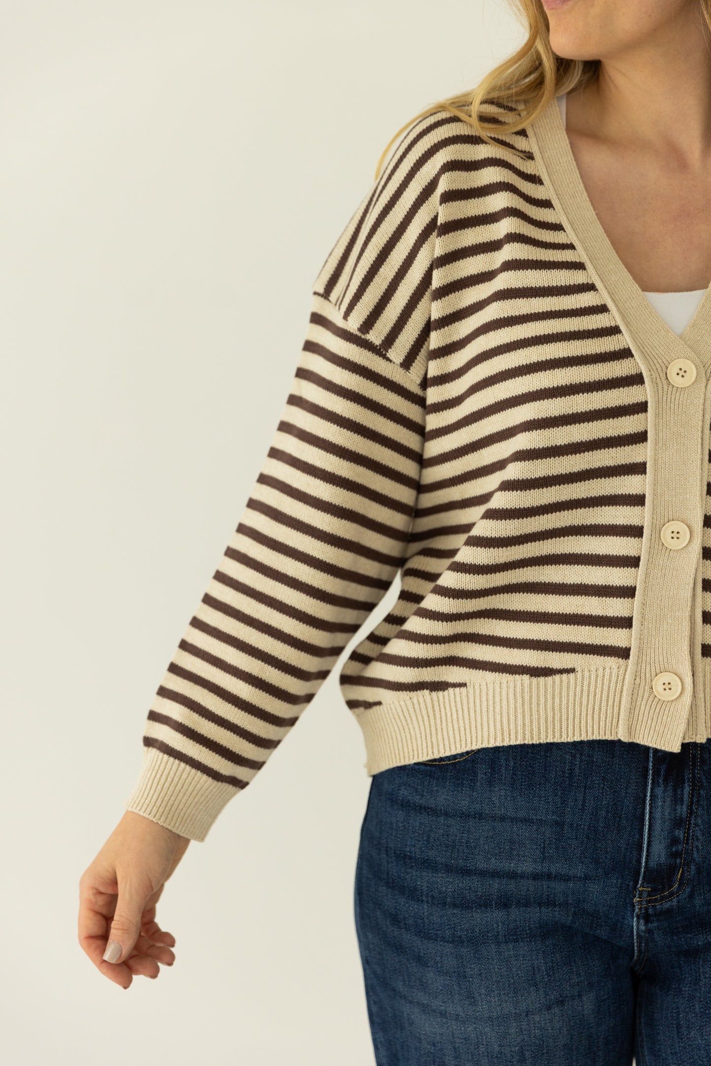 Mello Stripe Cardigan Brown/Cream
