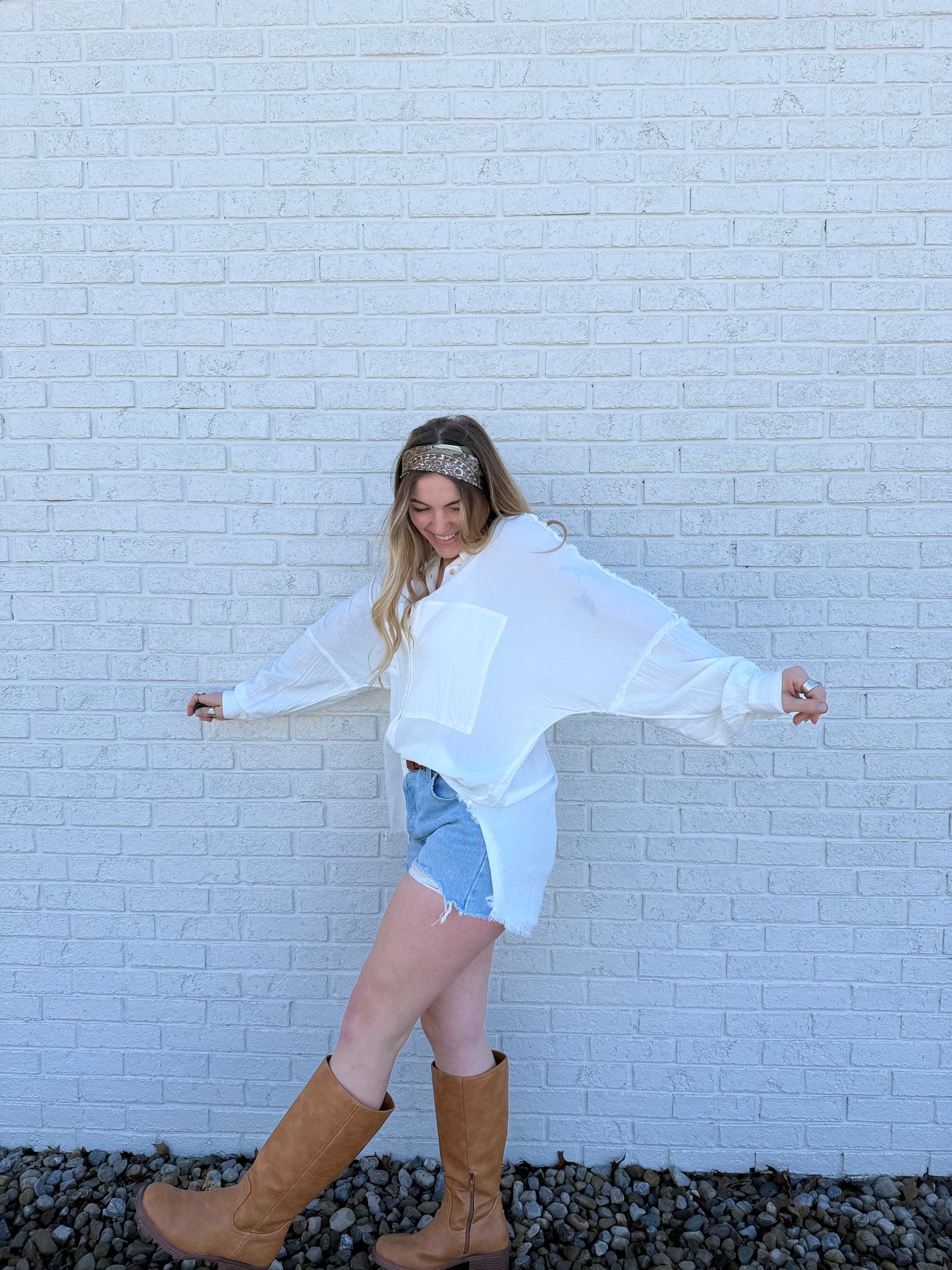 Delilah Button Down White