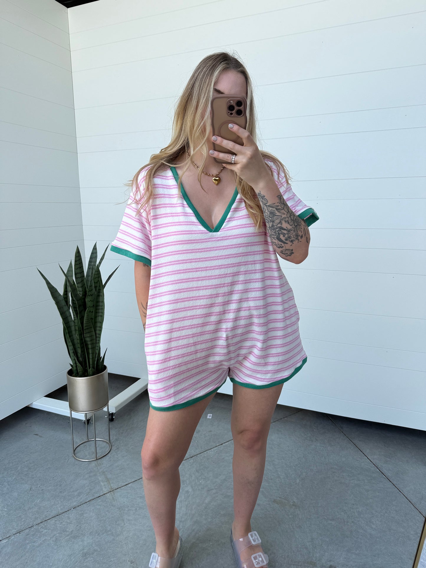 Beach Side Romper Pink/Green
