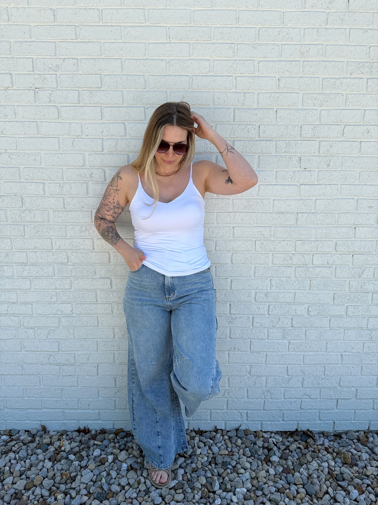 White V Neck Cami