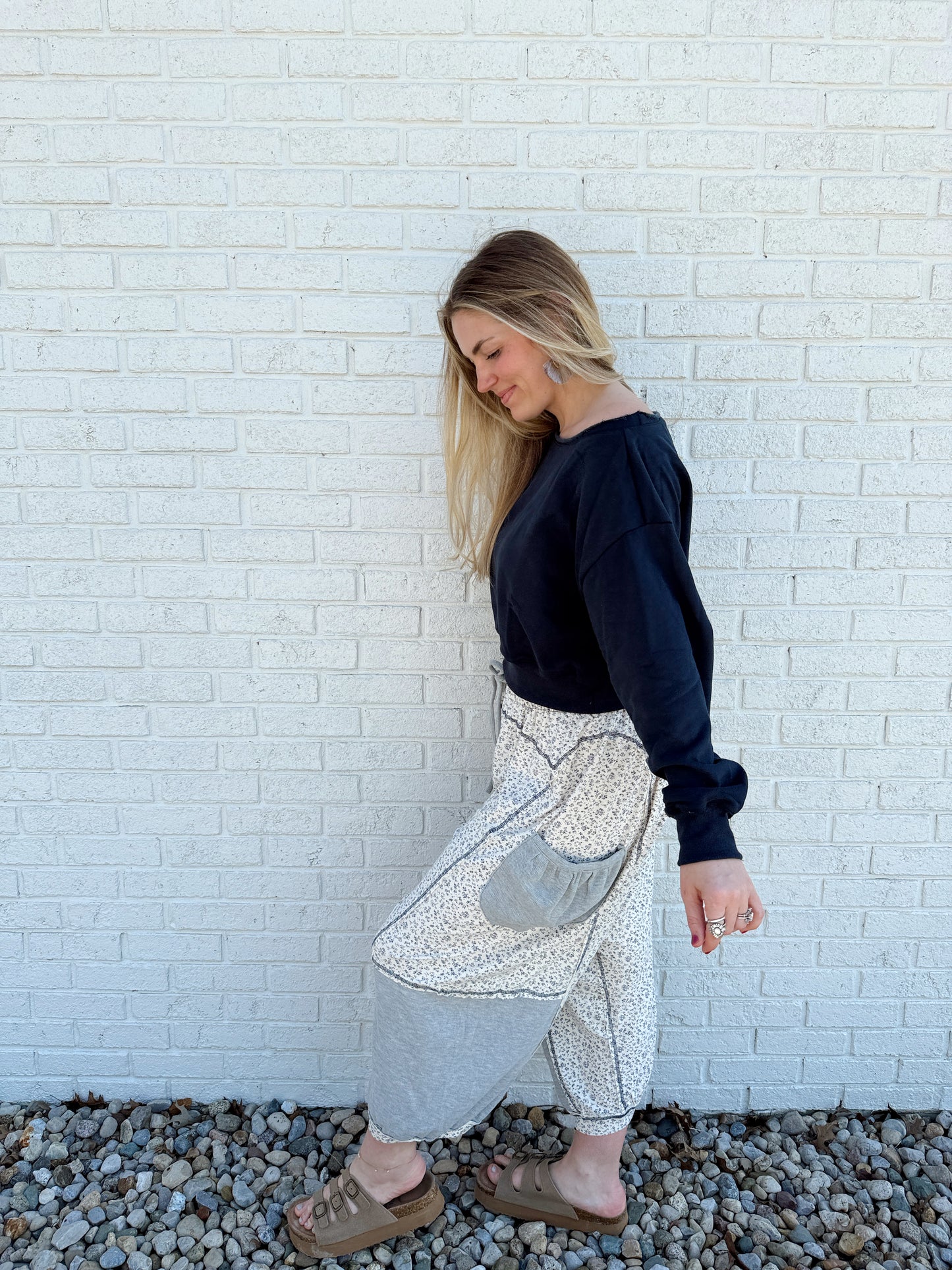 Grey/Navy Boho Patchwork Jogger