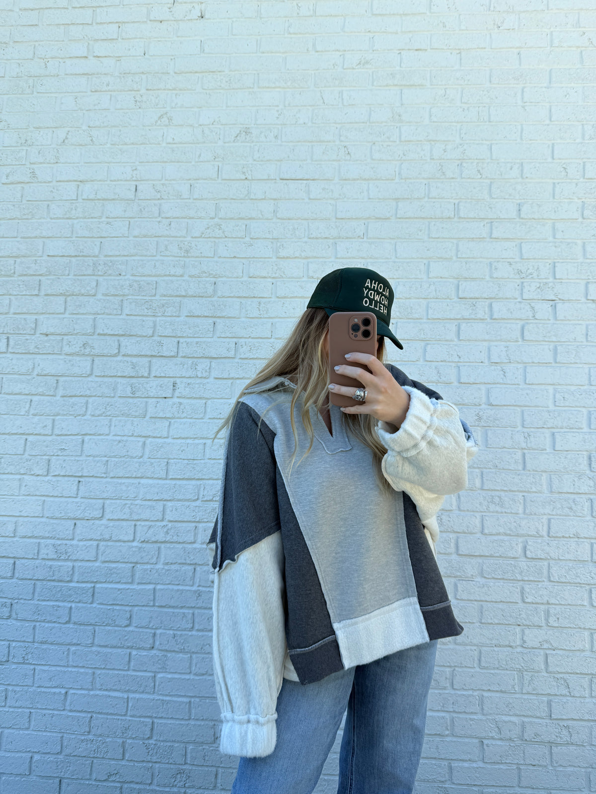 Lallie Color Block Sweatshirt Grey