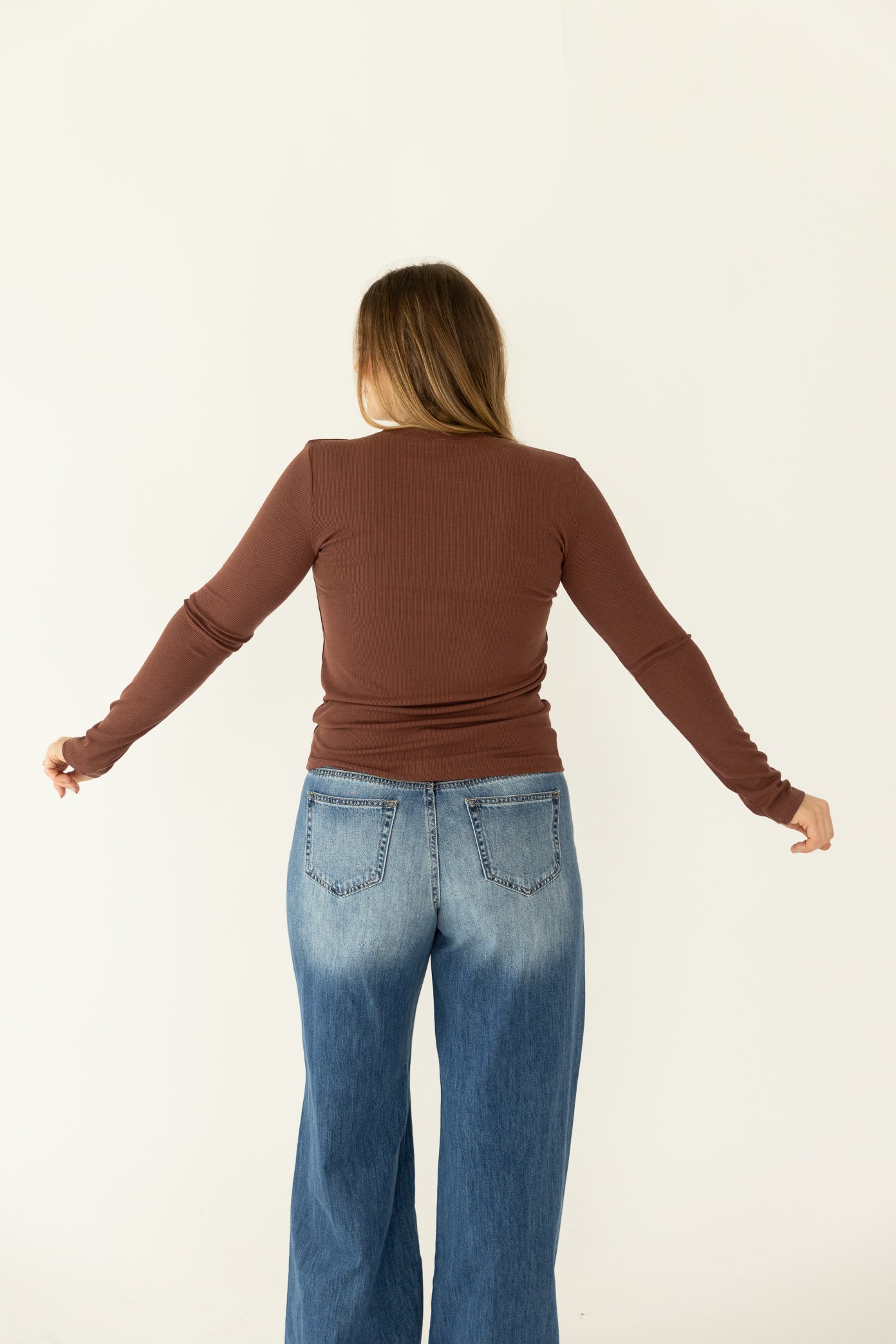 Mauve Ribbed Long Sleeve Basic