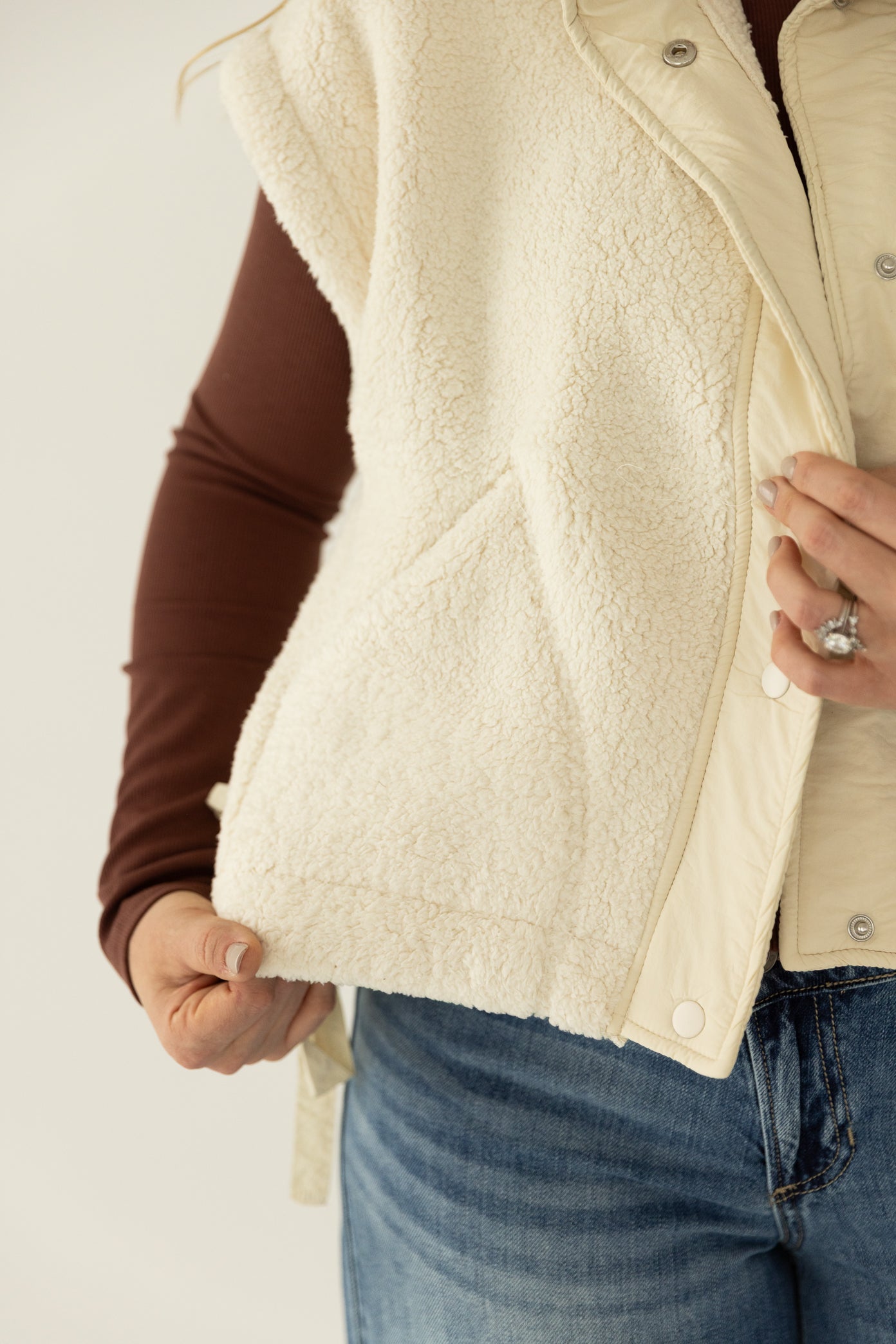 Cream Sherpa Vest