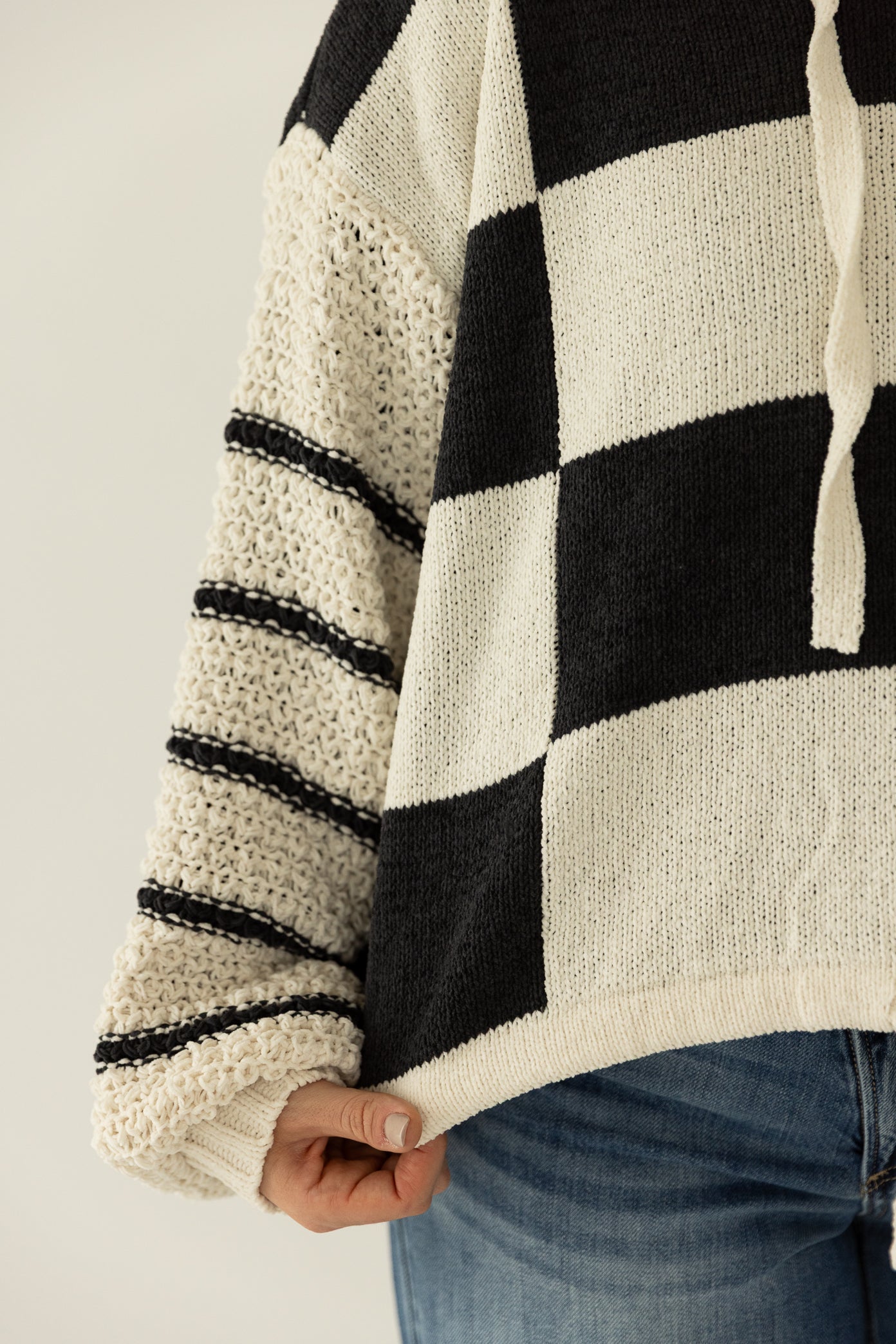 Knit Checkered Hoodie