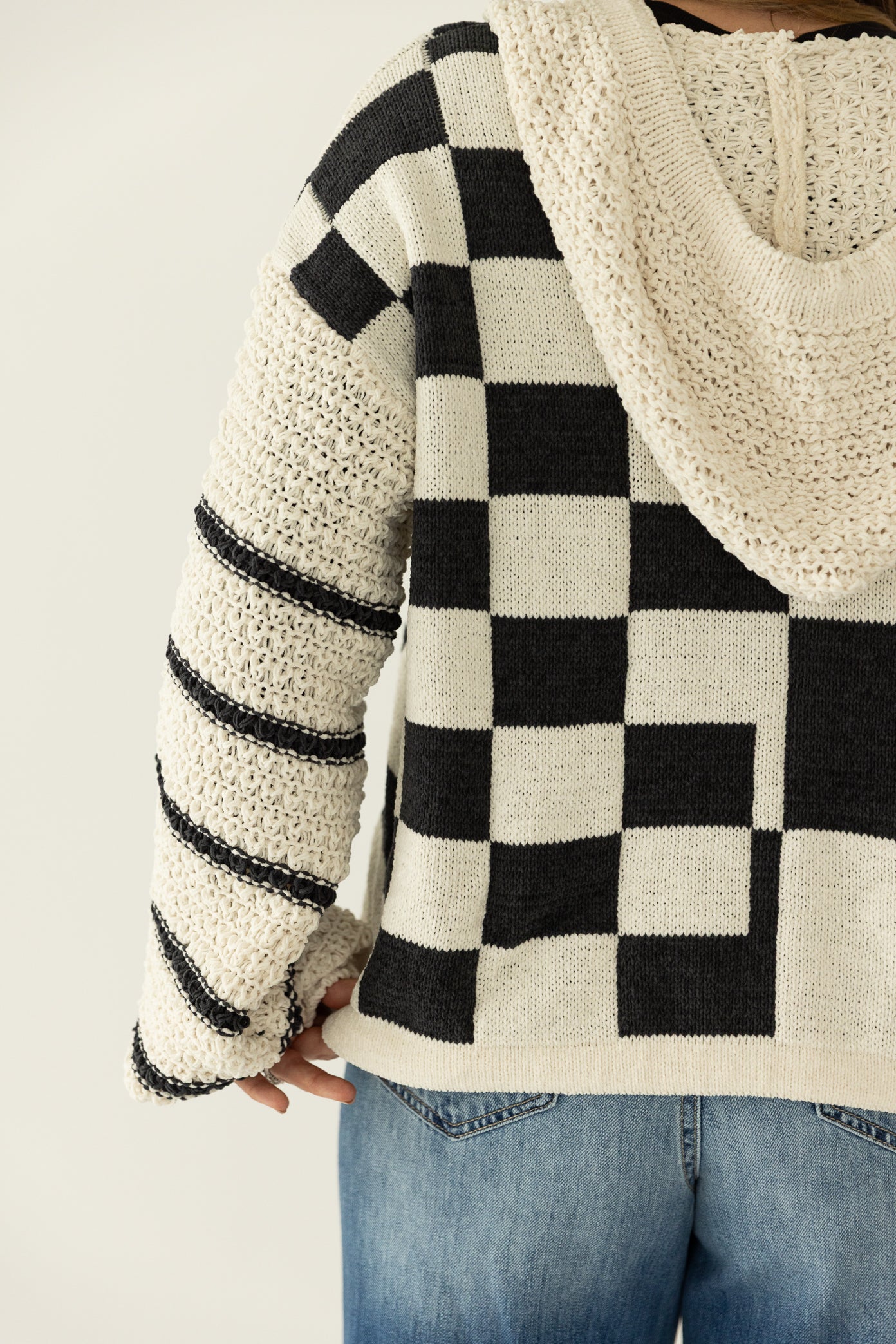 Knit Checkered Hoodie