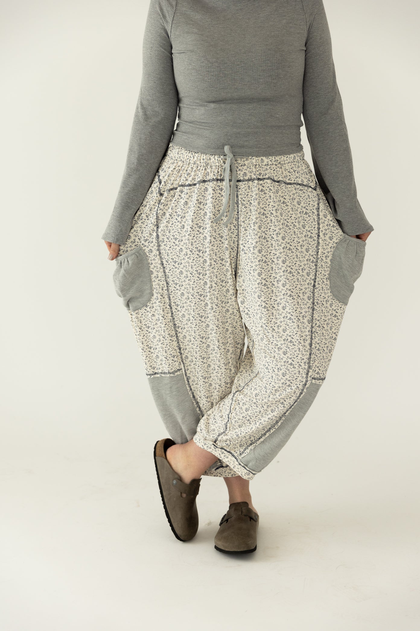 Grey/Navy Boho Patchwork Jogger