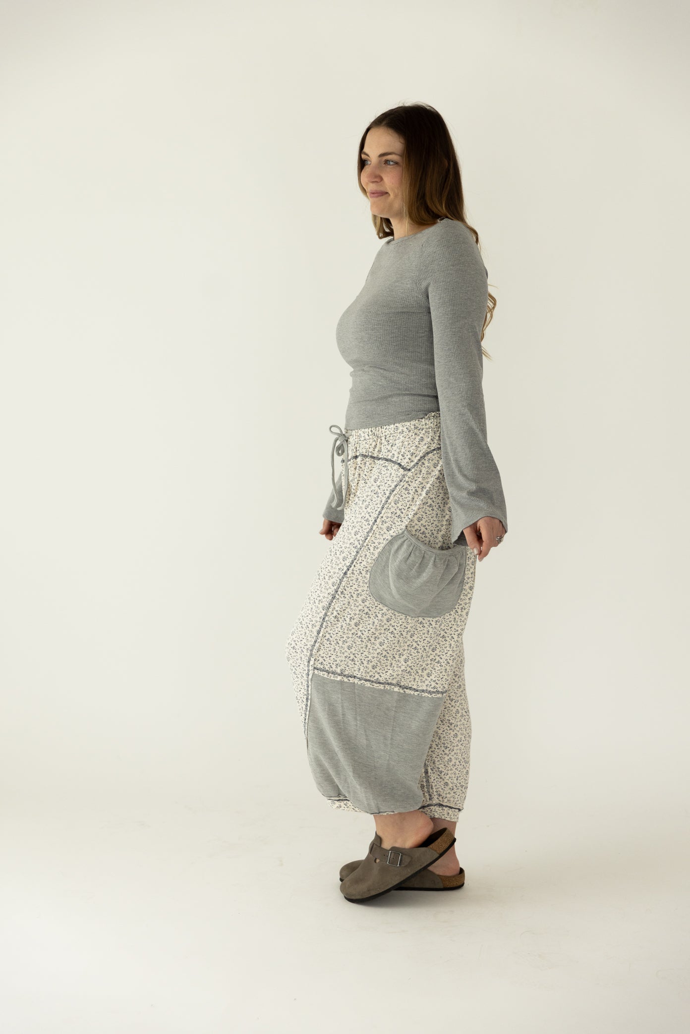 Grey/Navy Boho Patchwork Jogger