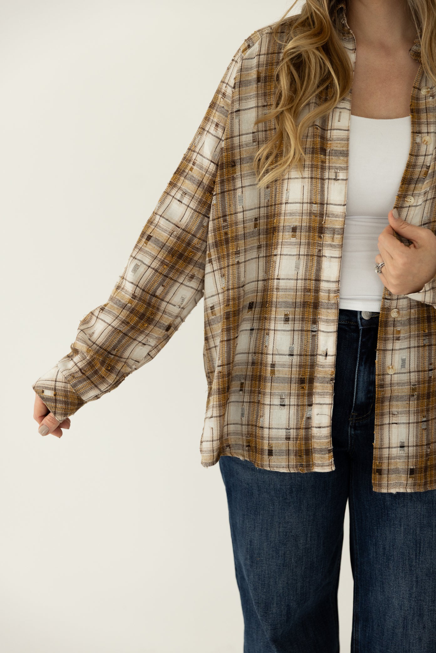 Brown/Mustard Distressed Flannel