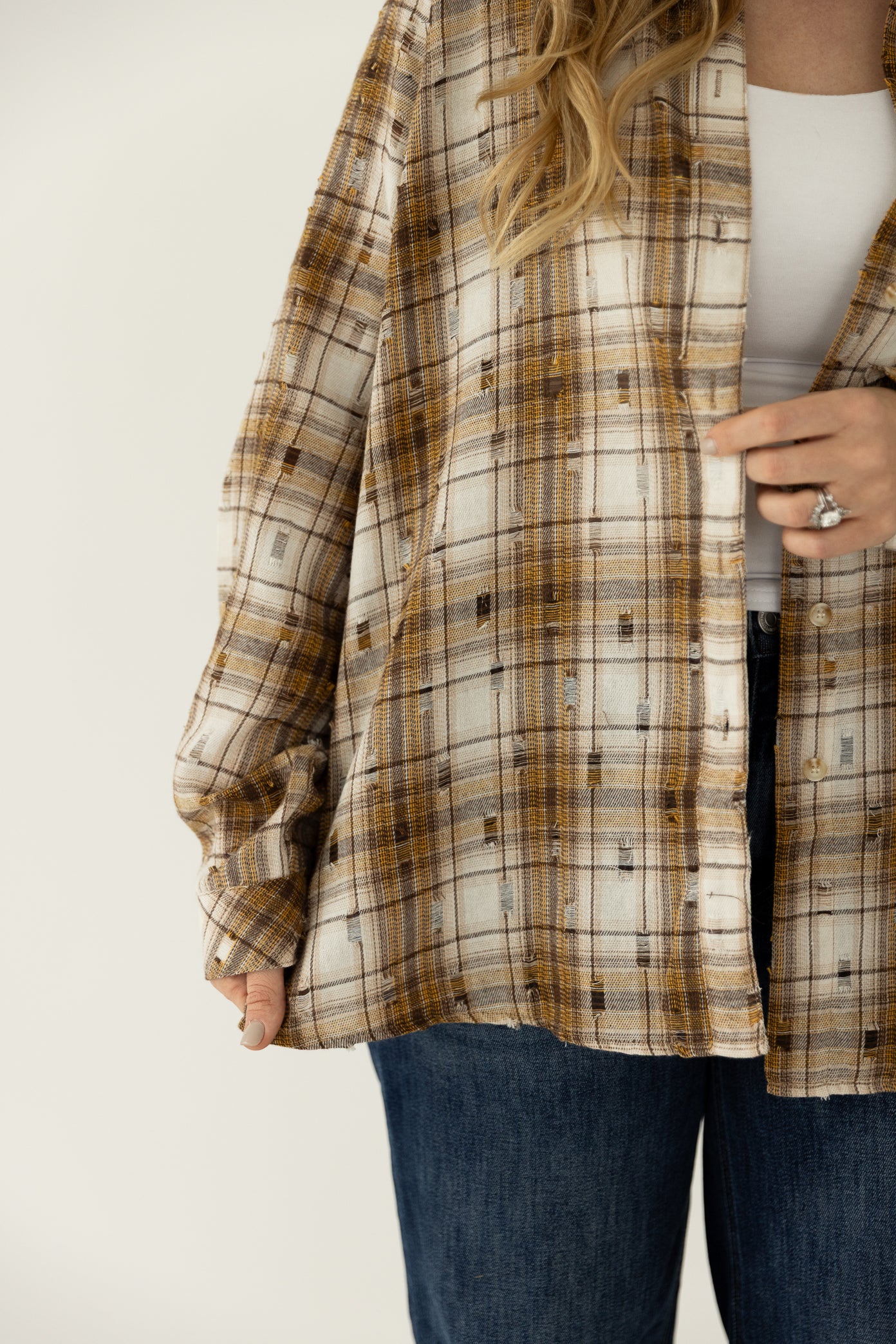 Brown/Mustard Distressed Flannel