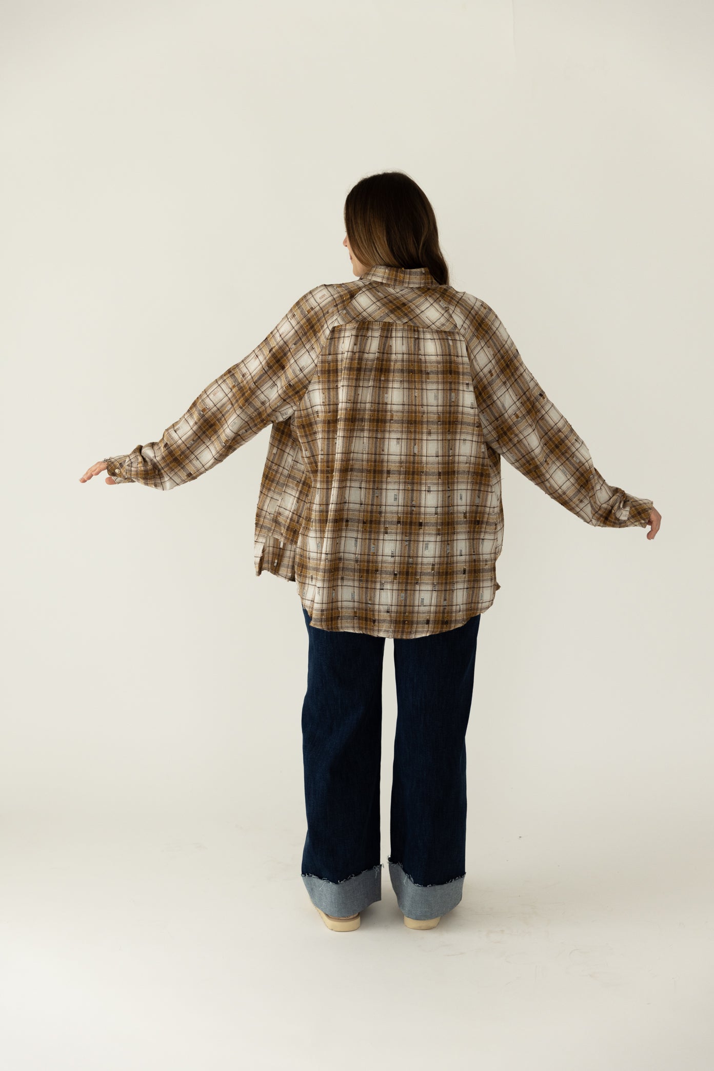 Brown/Mustard Distressed Flannel