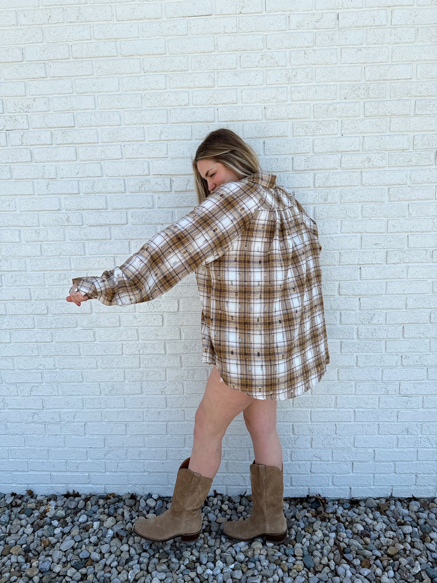 Brown/Mustard Distressed Flannel