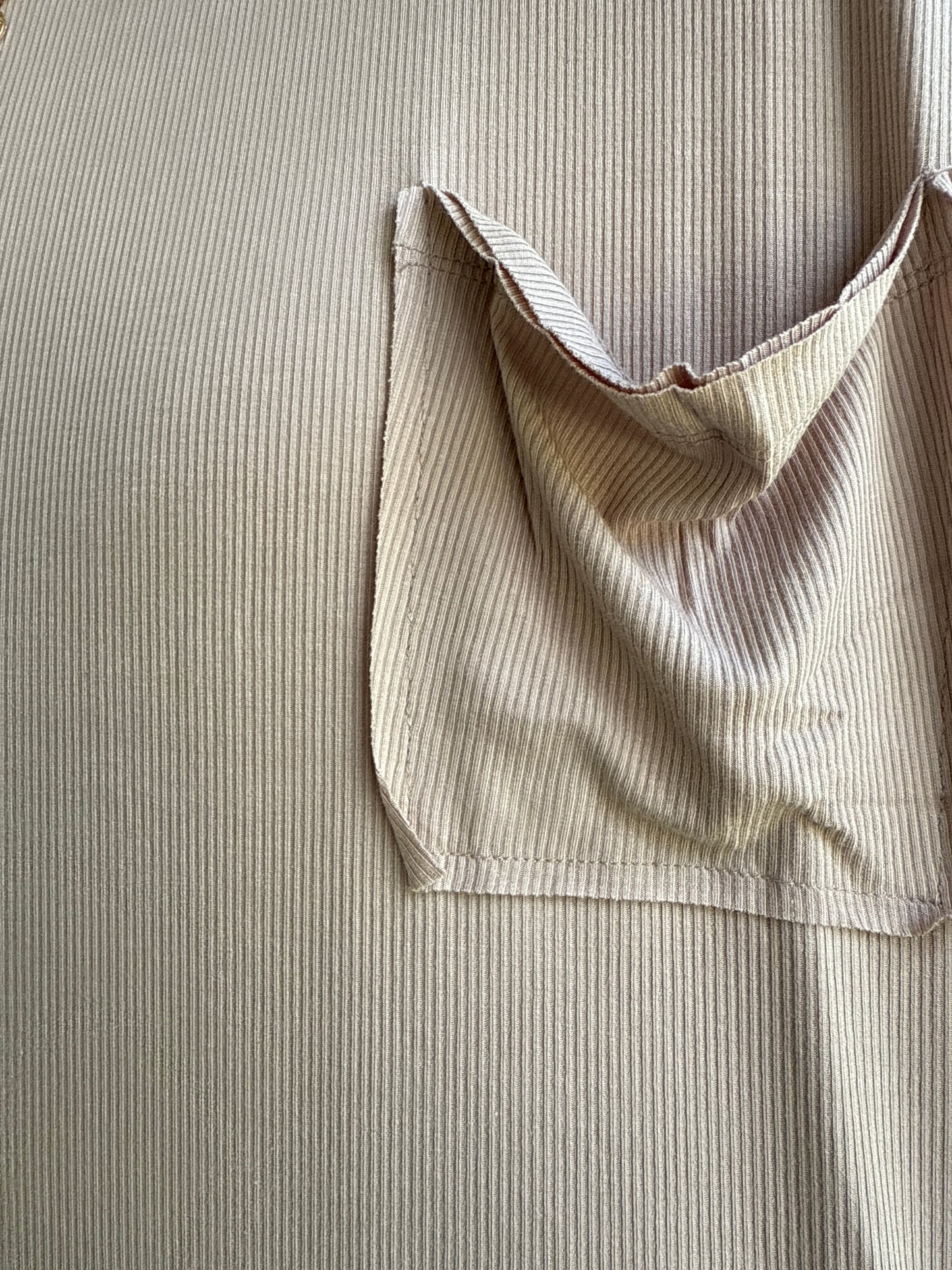 Ribbed Long Sleeve Pocket Tee Oat