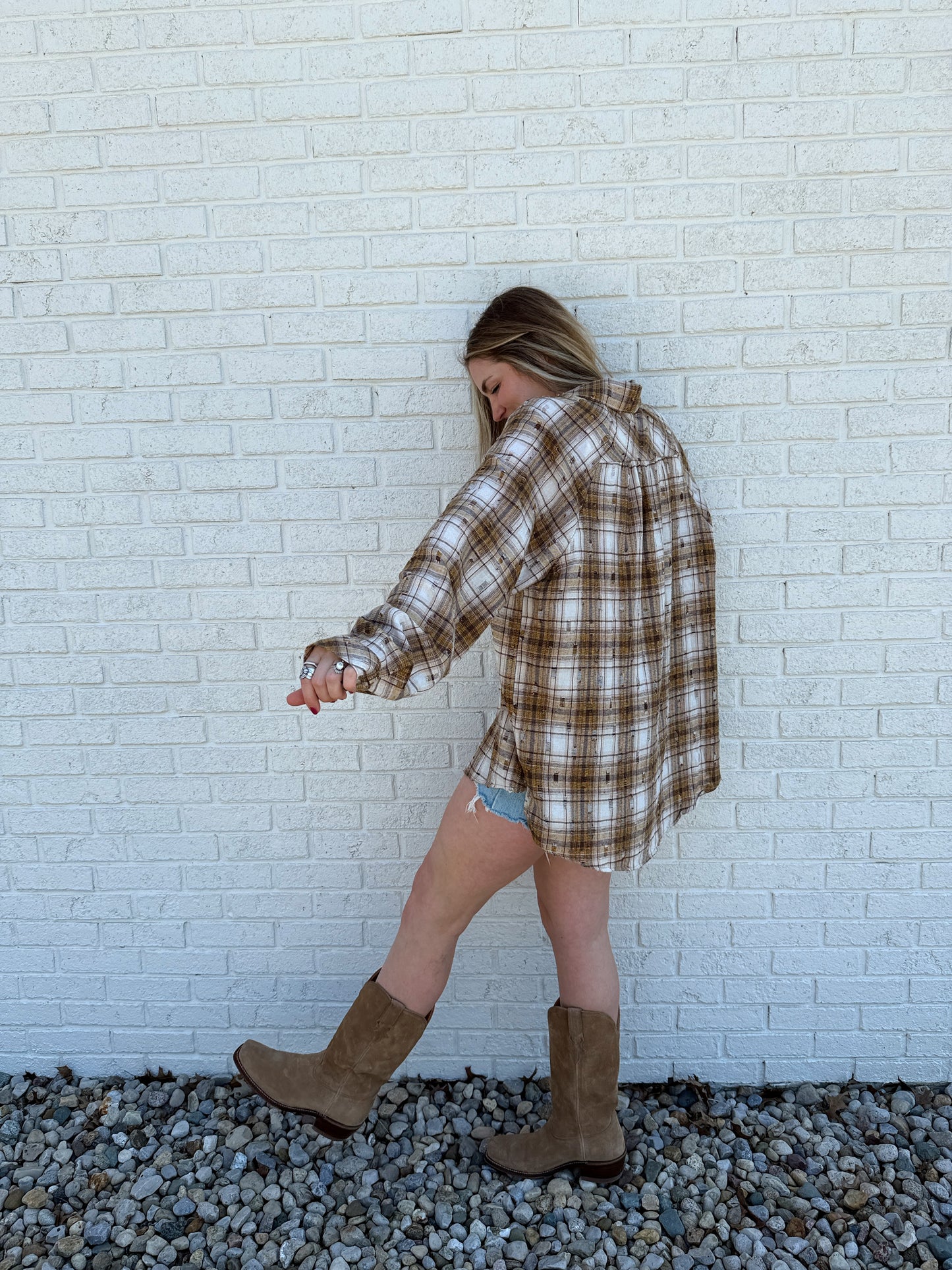 Brown/Mustard Distressed Flannel