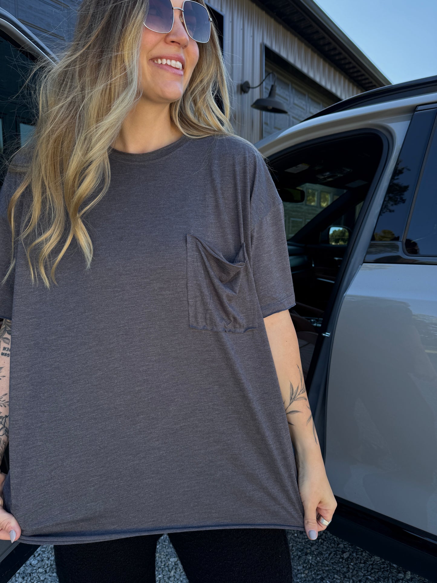 Heather Grey Boyfriend Pocket Tee
