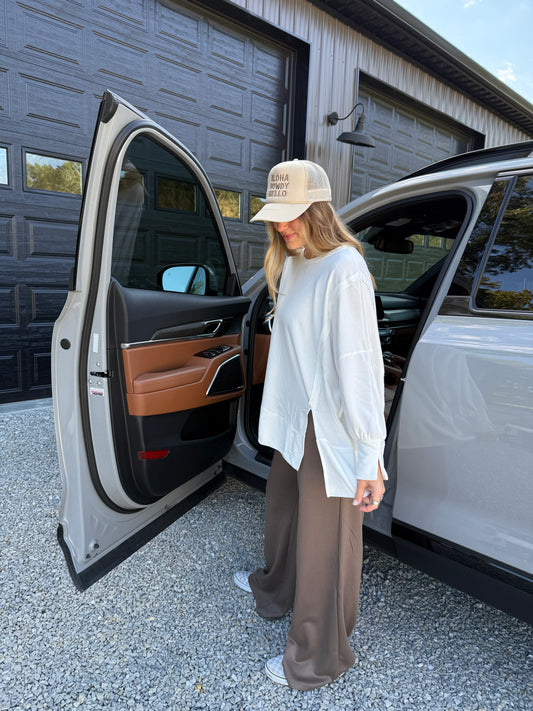 Mocha Flowy Drawstring Pant