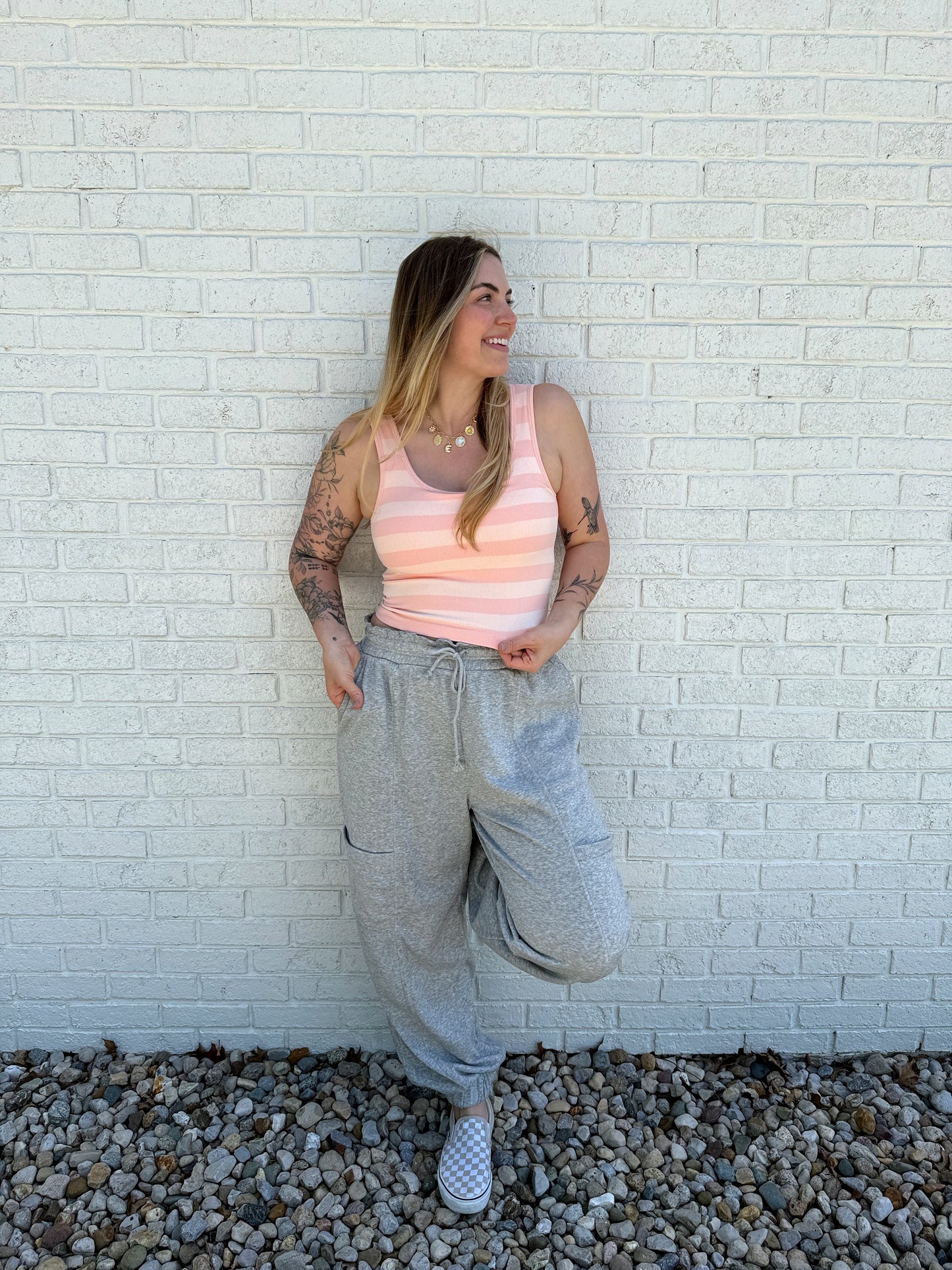 Luna Stripe Tank Pink