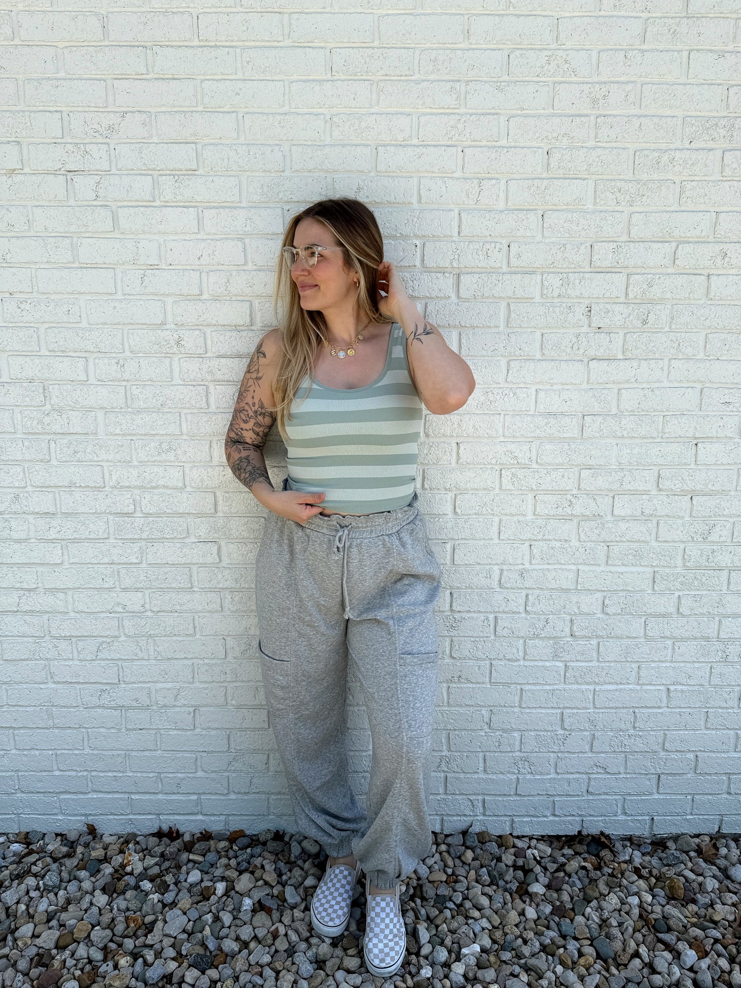 Luna Stripe Tank Aqua