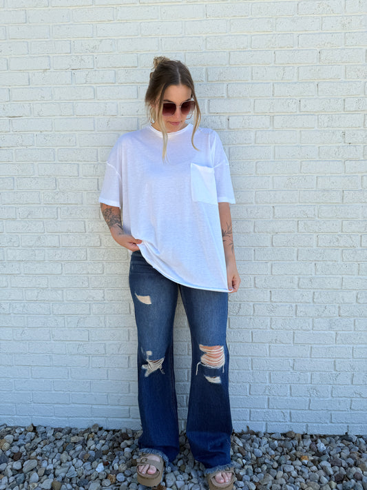 White Boyfriend Pocket Tee