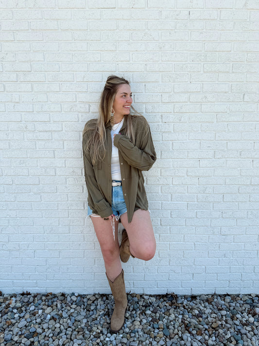 Delilah Button Down Olive