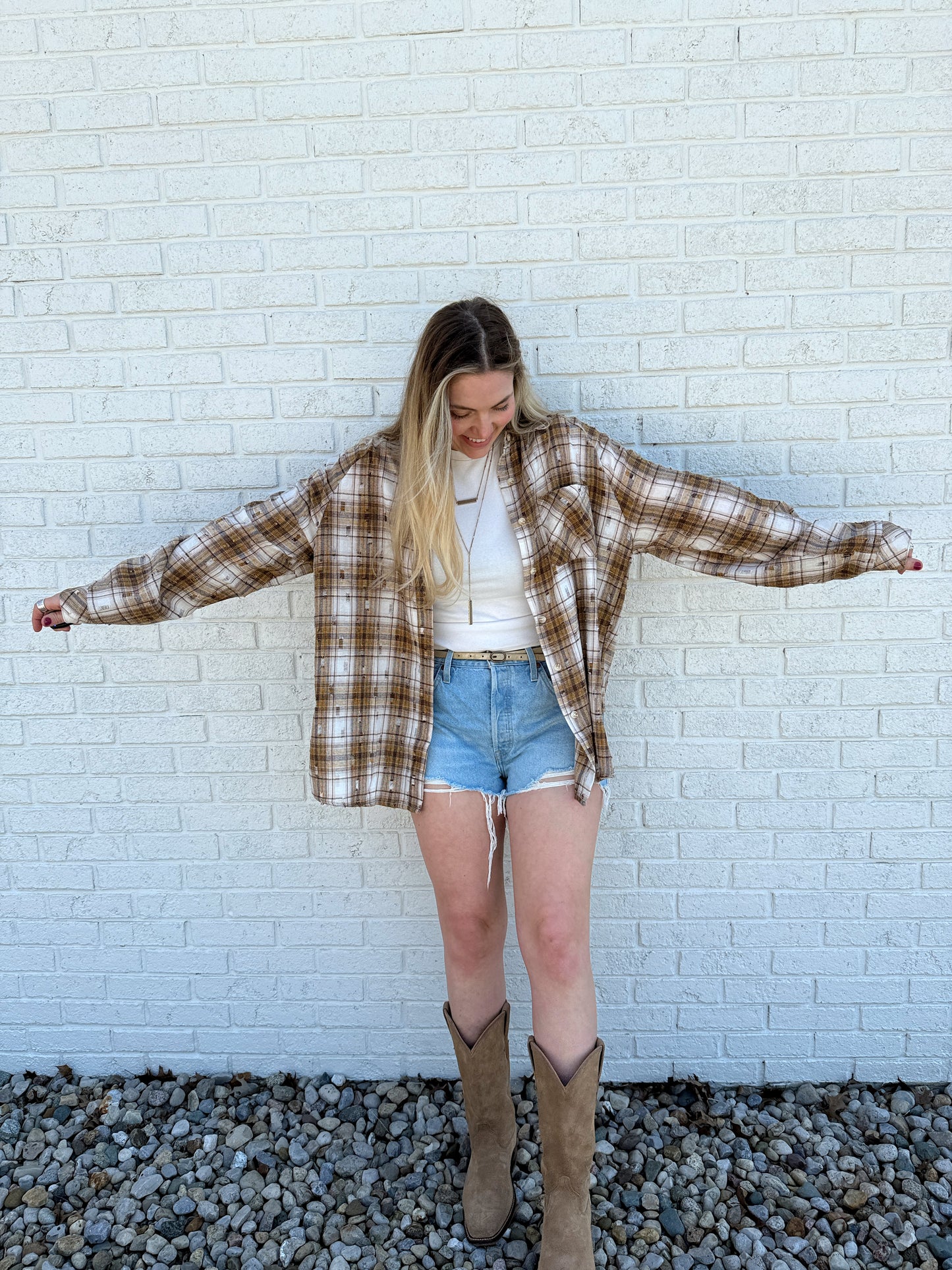 Brown/Mustard Distressed Flannel