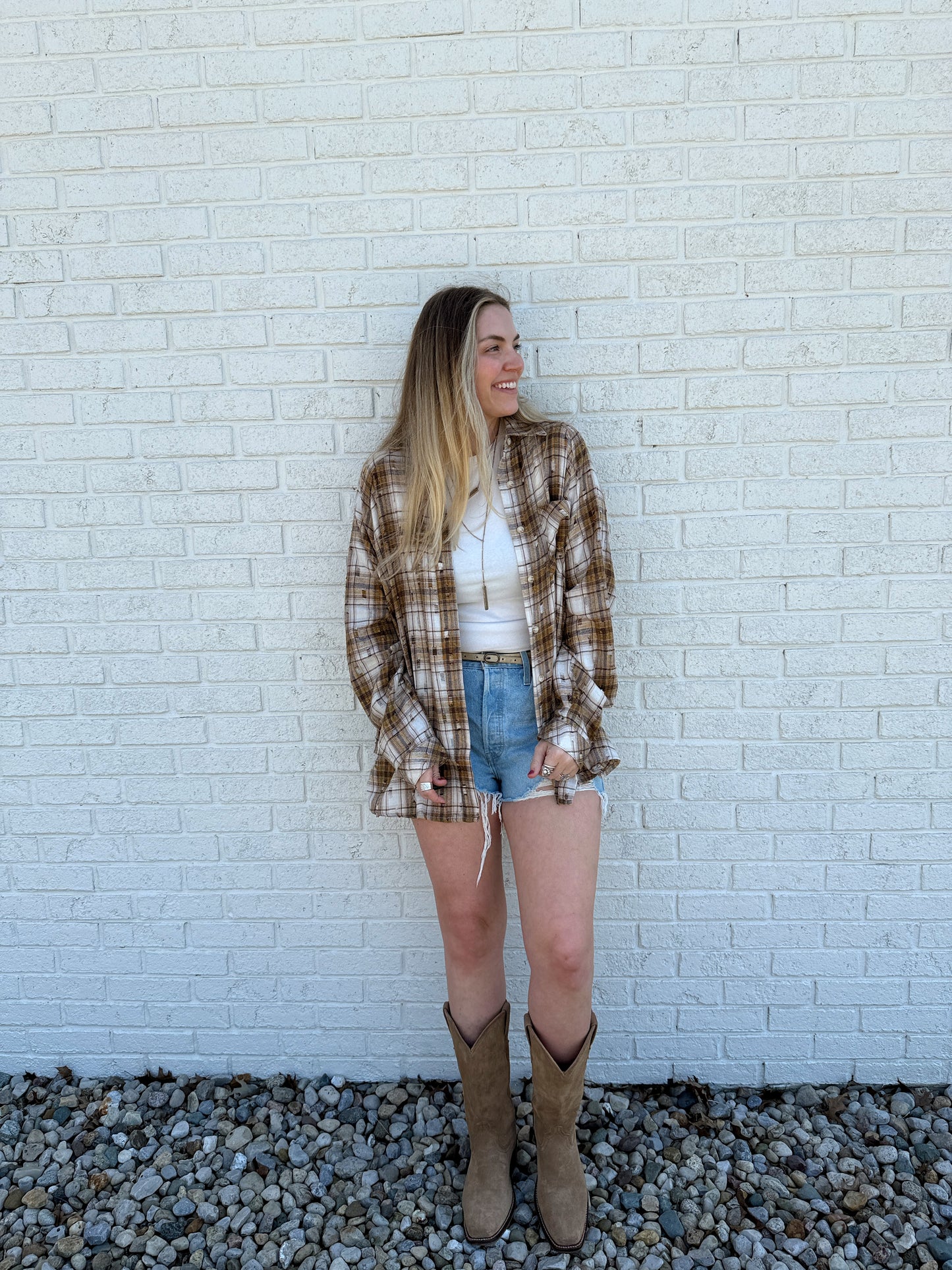 Brown/Mustard Distressed Flannel