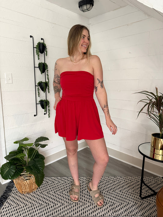 Reya Romper Red