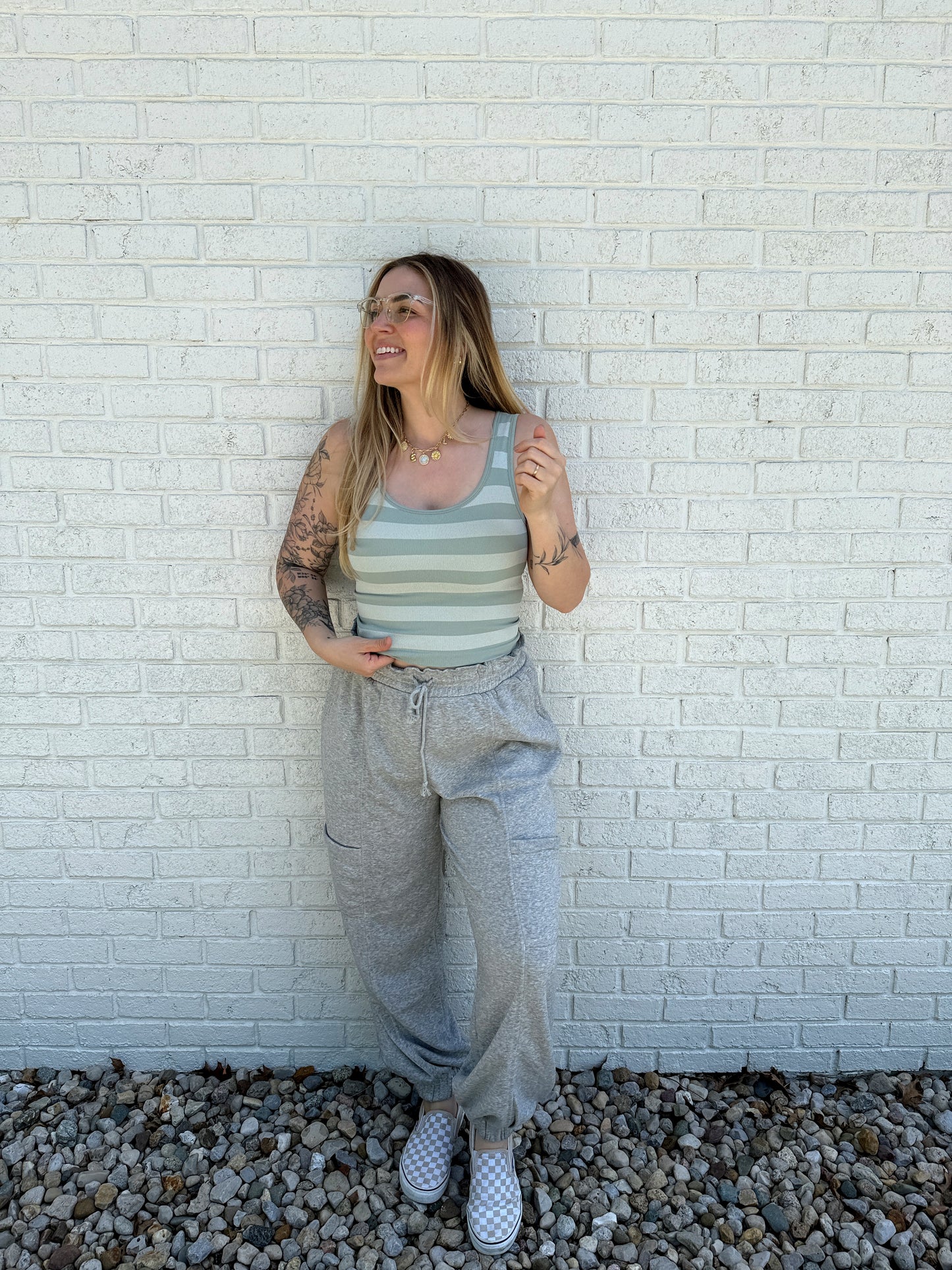 Luna Stripe Tank Aqua