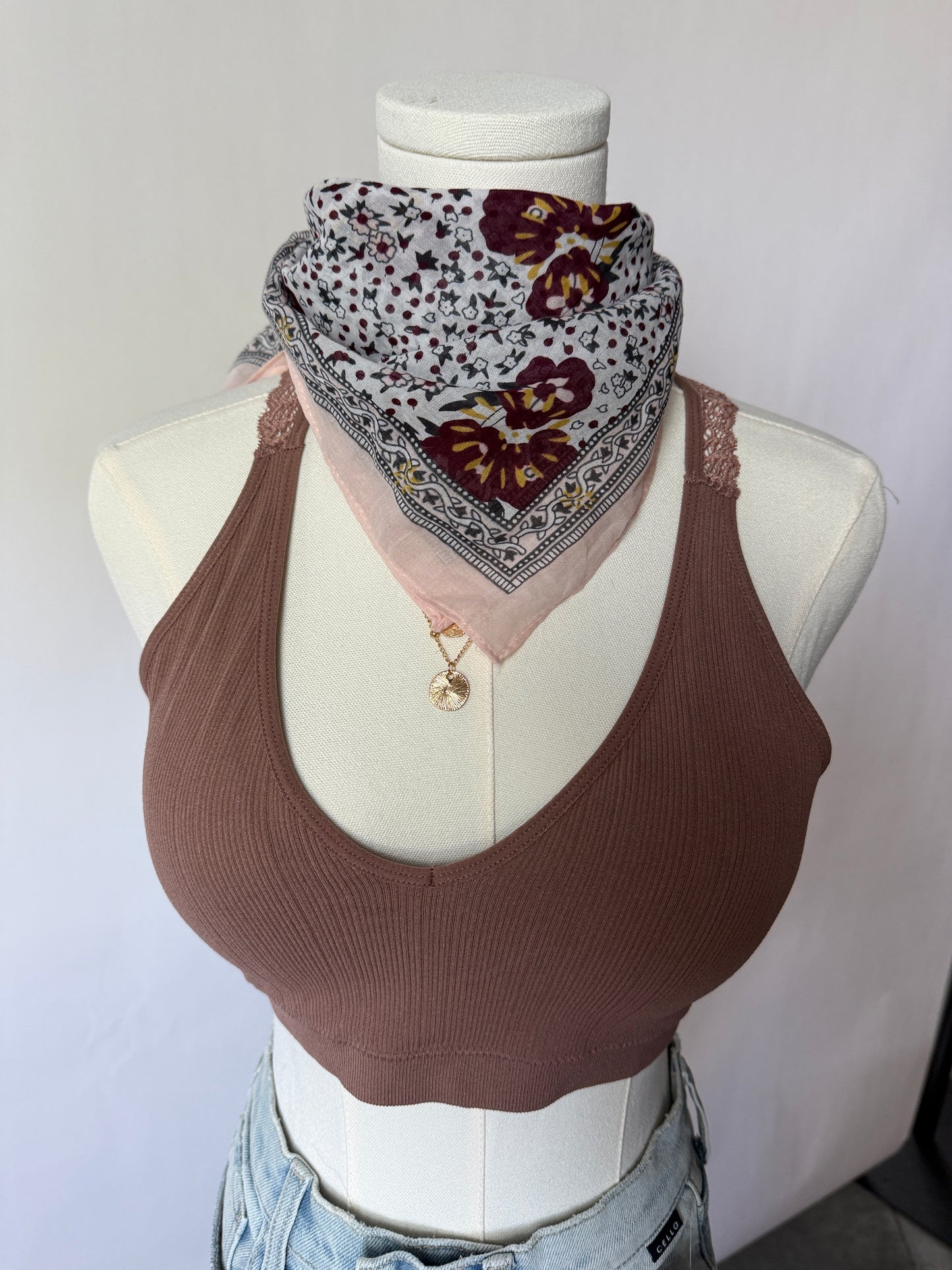 Orchid Floral Print Bandana: White