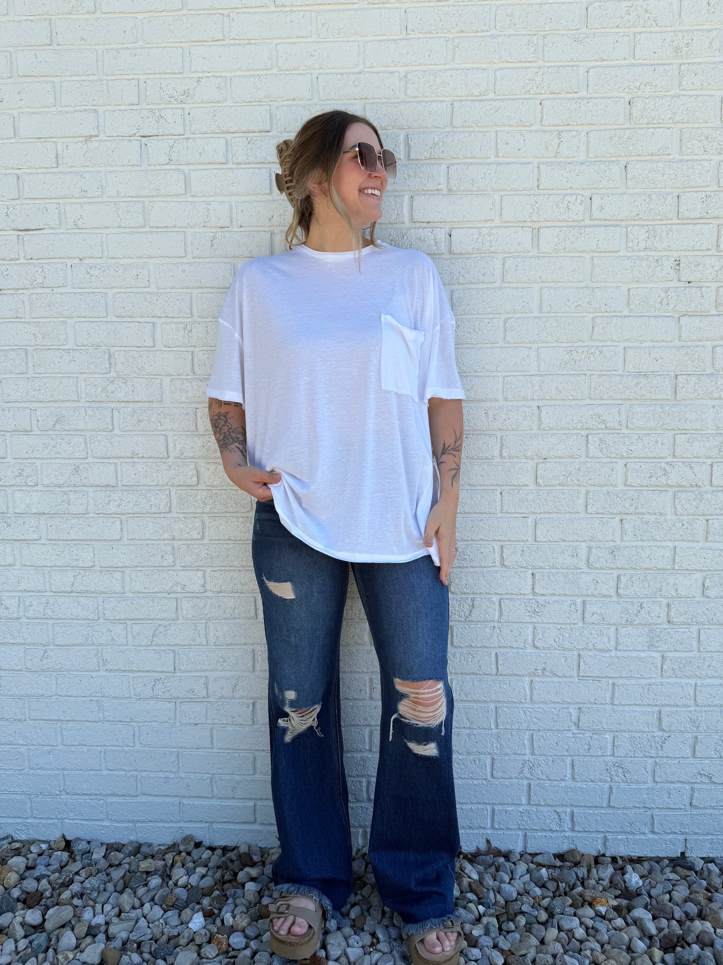 White Boyfriend Pocket Tee