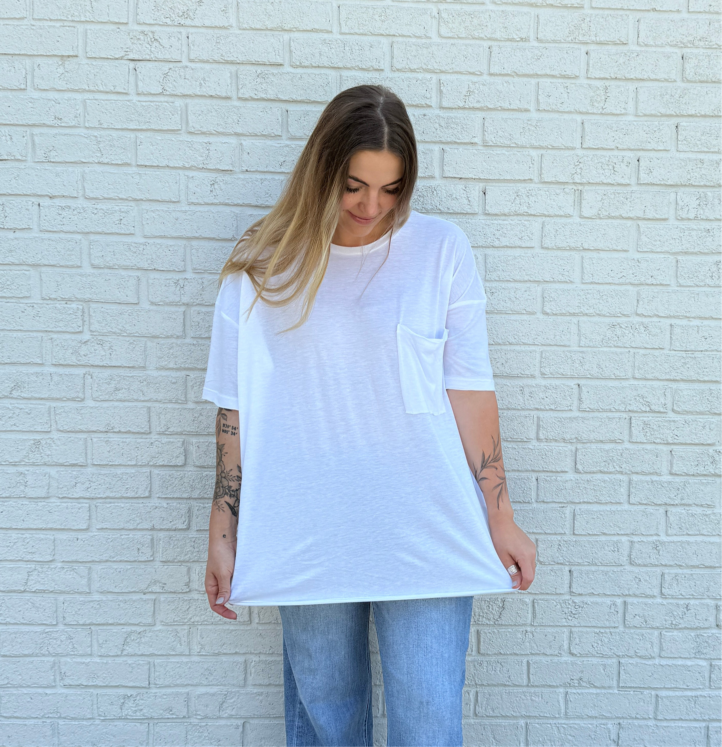 White Boyfriend Pocket Tee