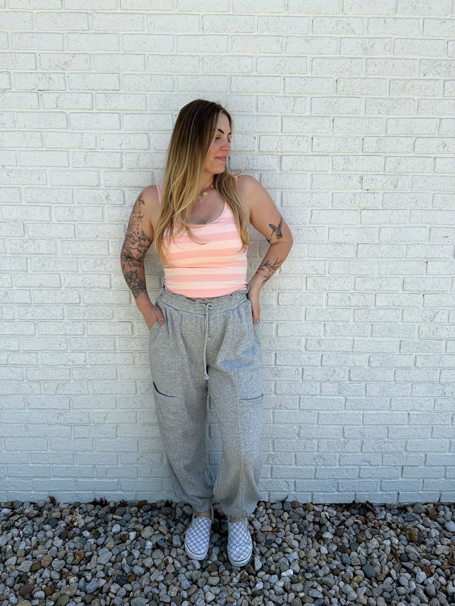 Luna Stripe Tank Pink