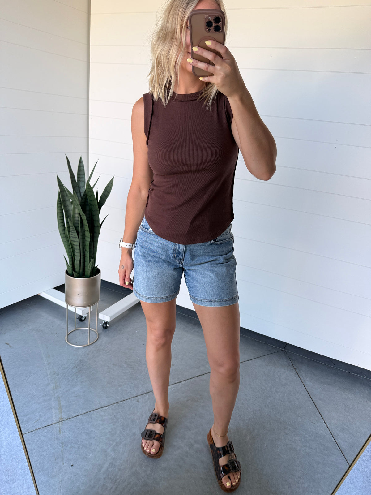 Brown Ribbed Tank