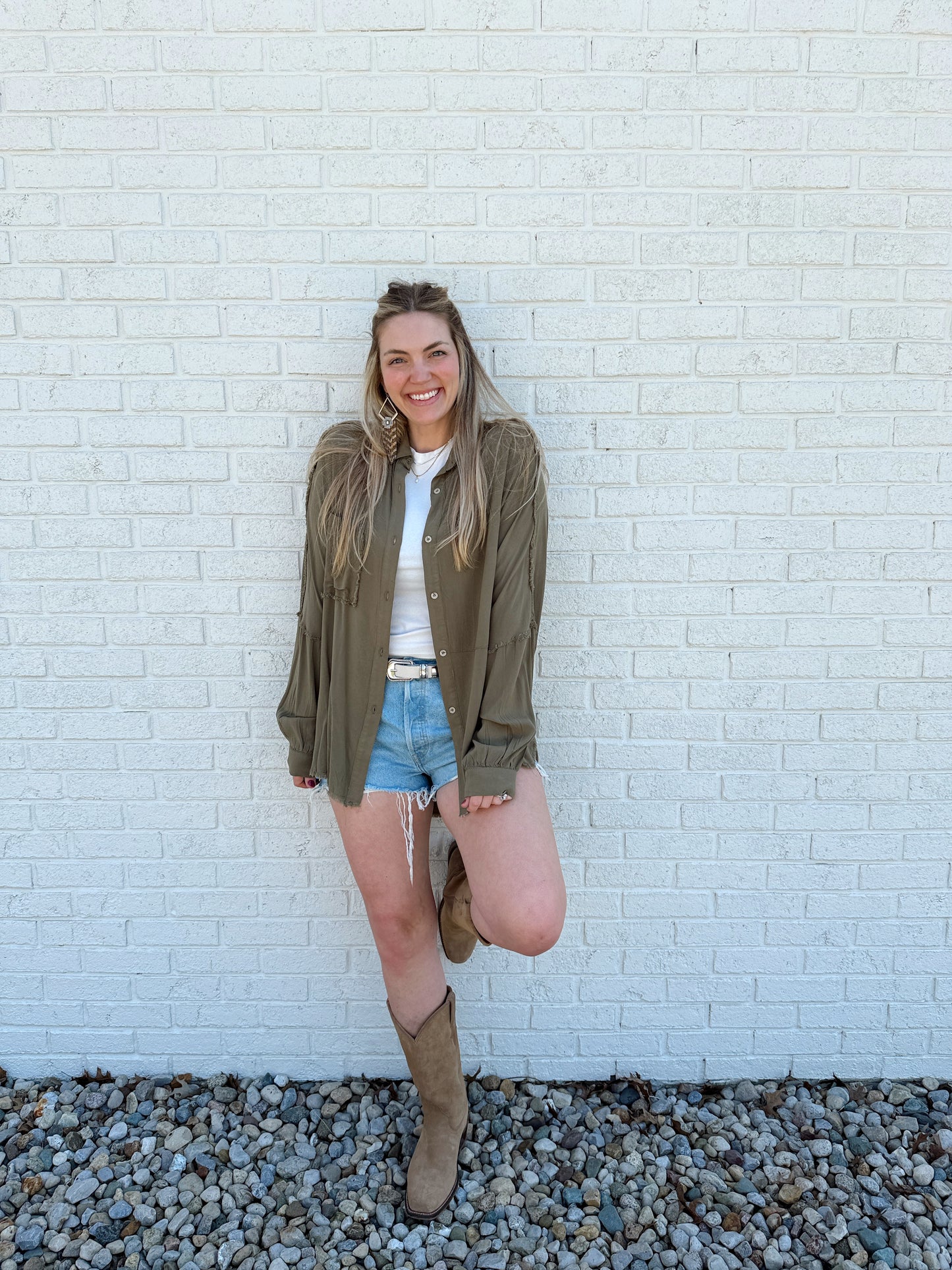Delilah Button Down Olive