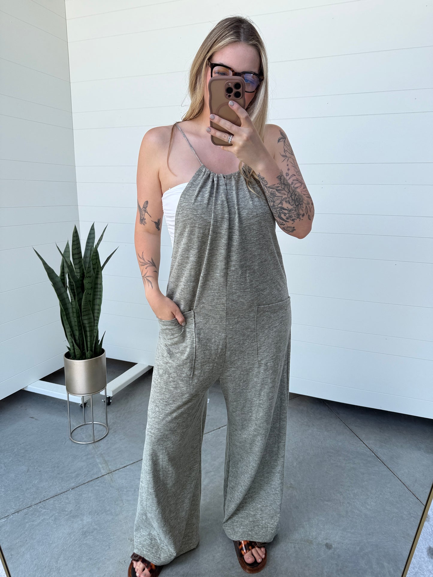 Garden Girl Jumpsuit Grey/Olive