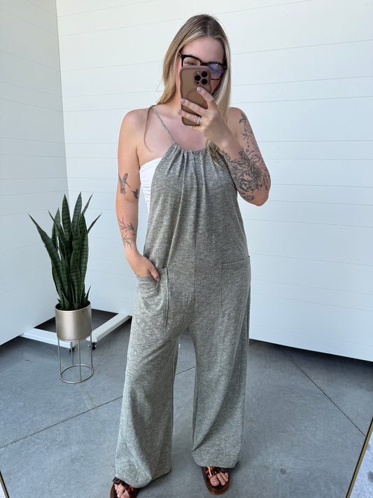 Garden Girl Jumpsuit Grey/Olive