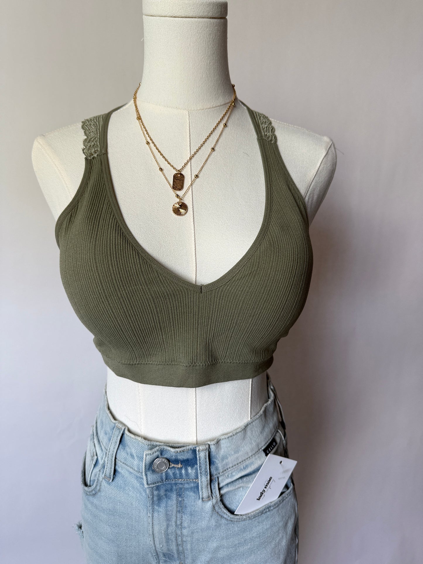 Olive Lace Racerback Bralette