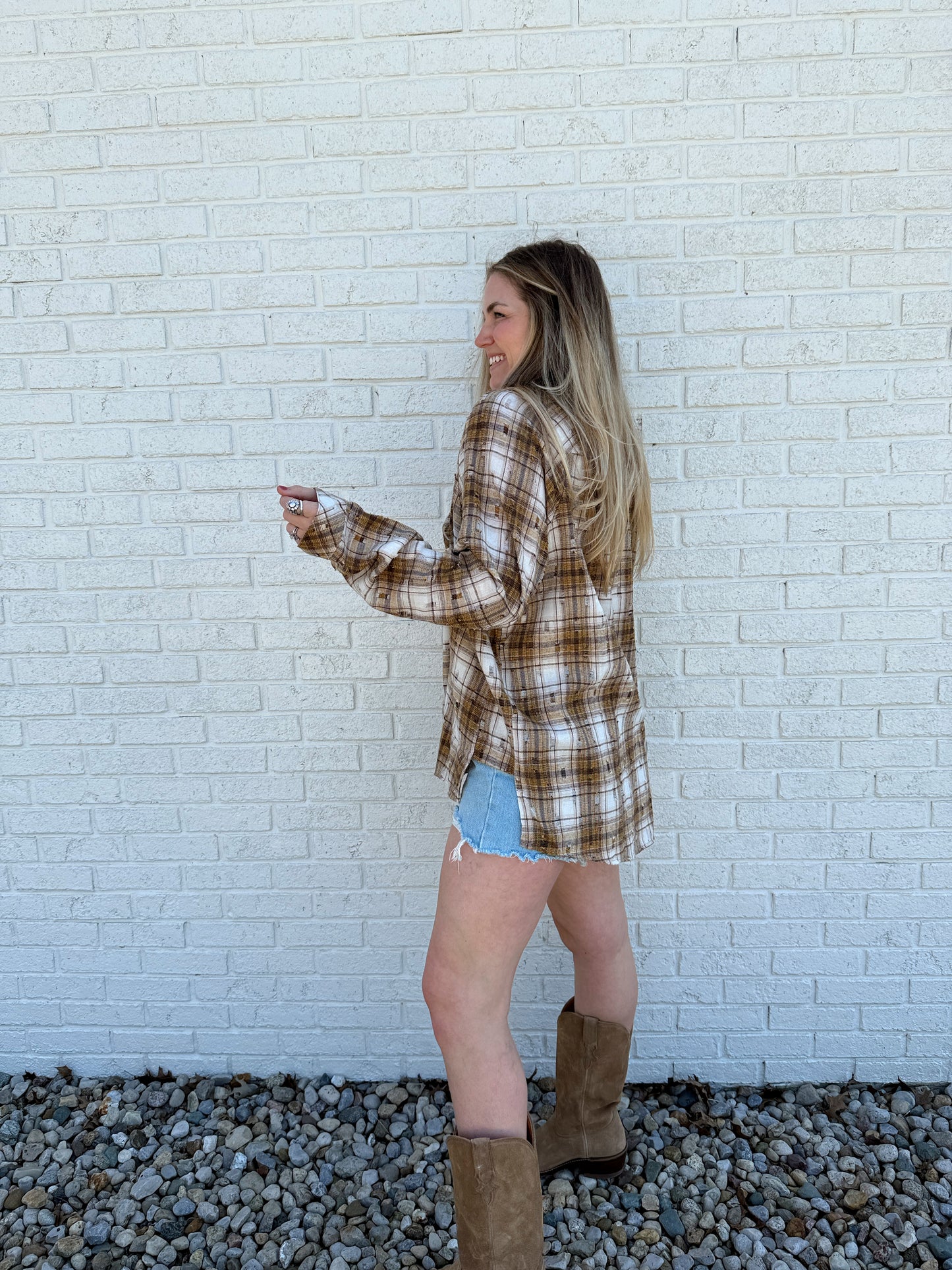 Brown/Mustard Distressed Flannel