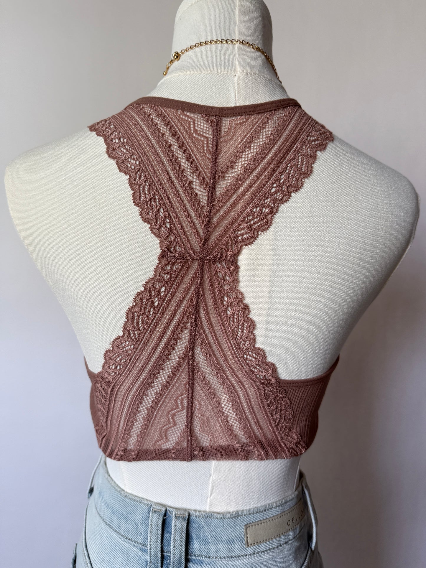 Mauve Lace Racerback Bralette