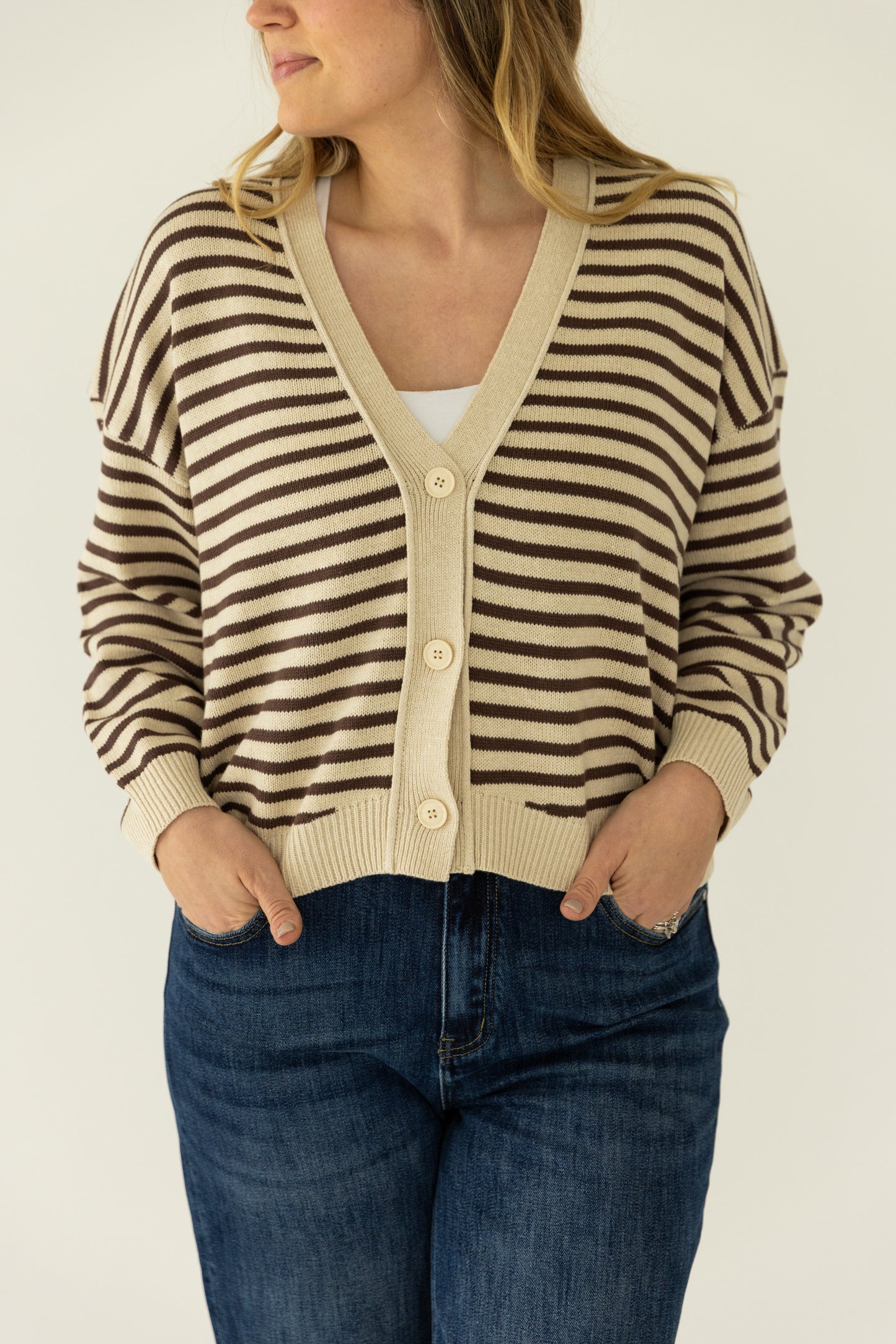 Mello Stripe Cardigan Brown/Cream