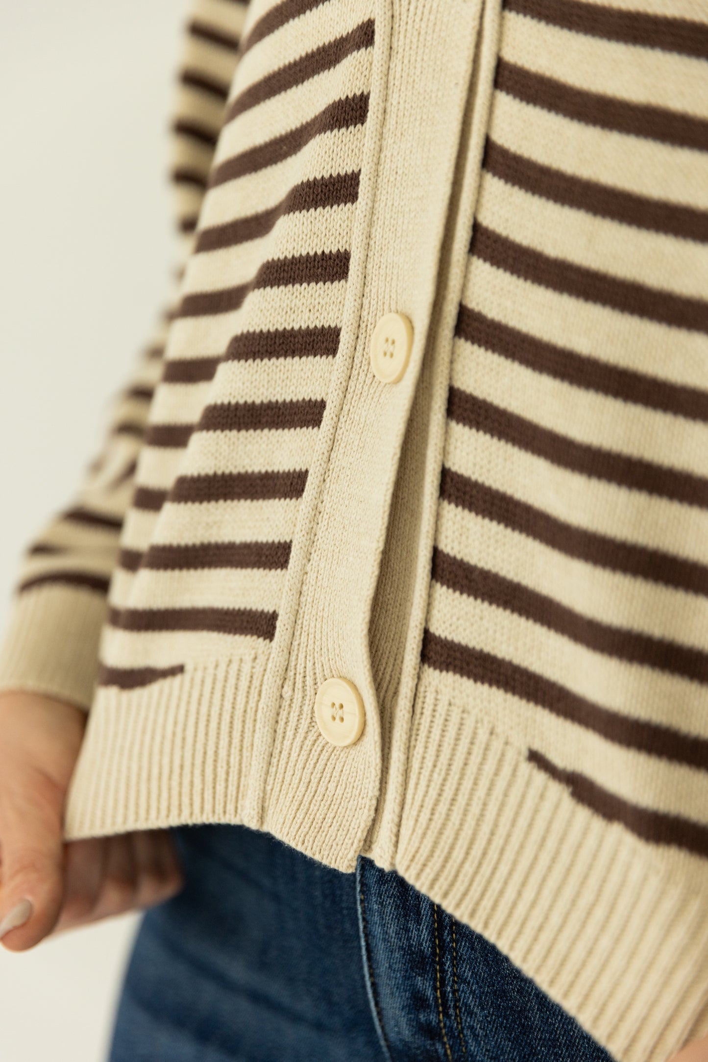 Mello Stripe Cardigan Brown/Cream