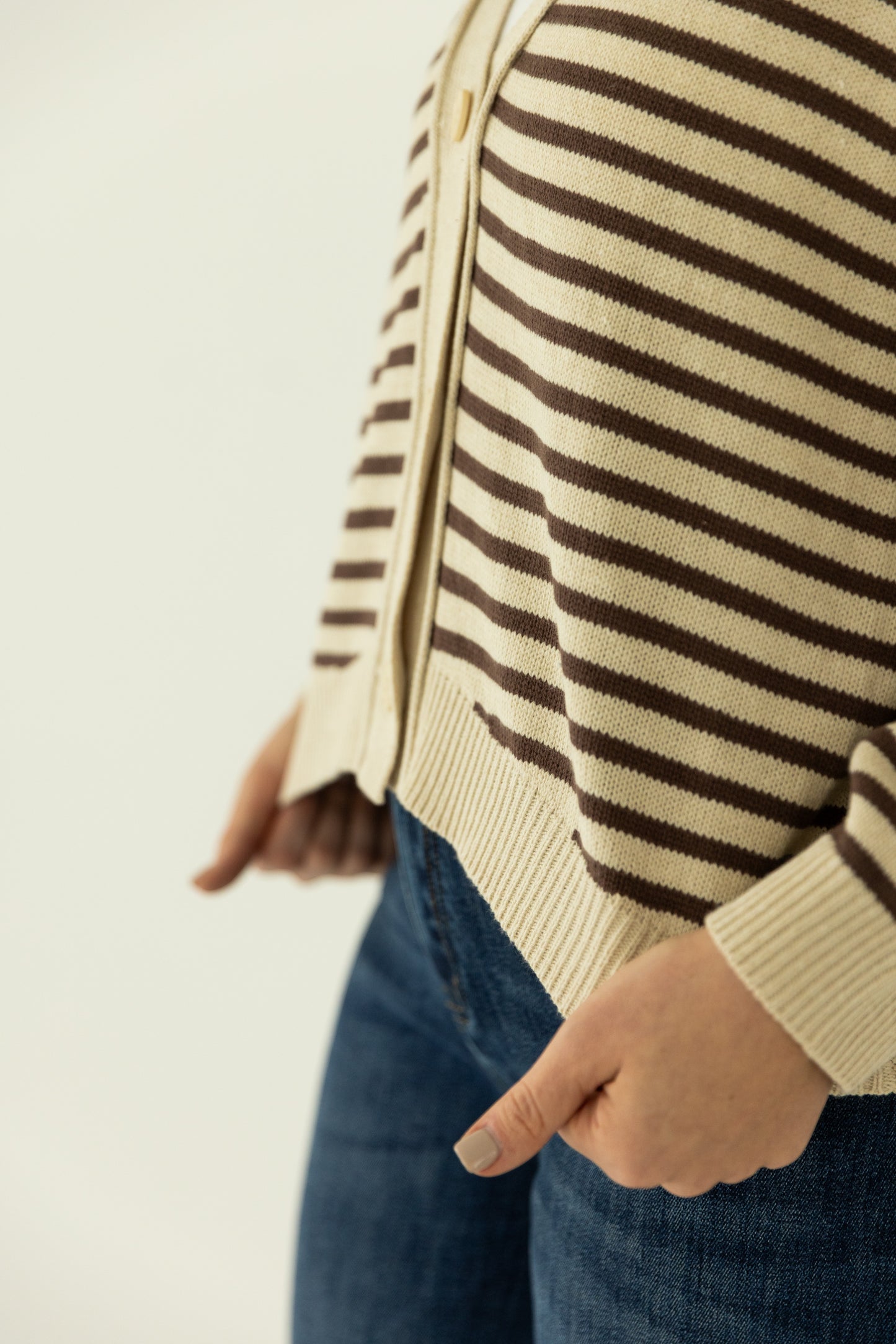 Mello Stripe Cardigan Brown/Cream