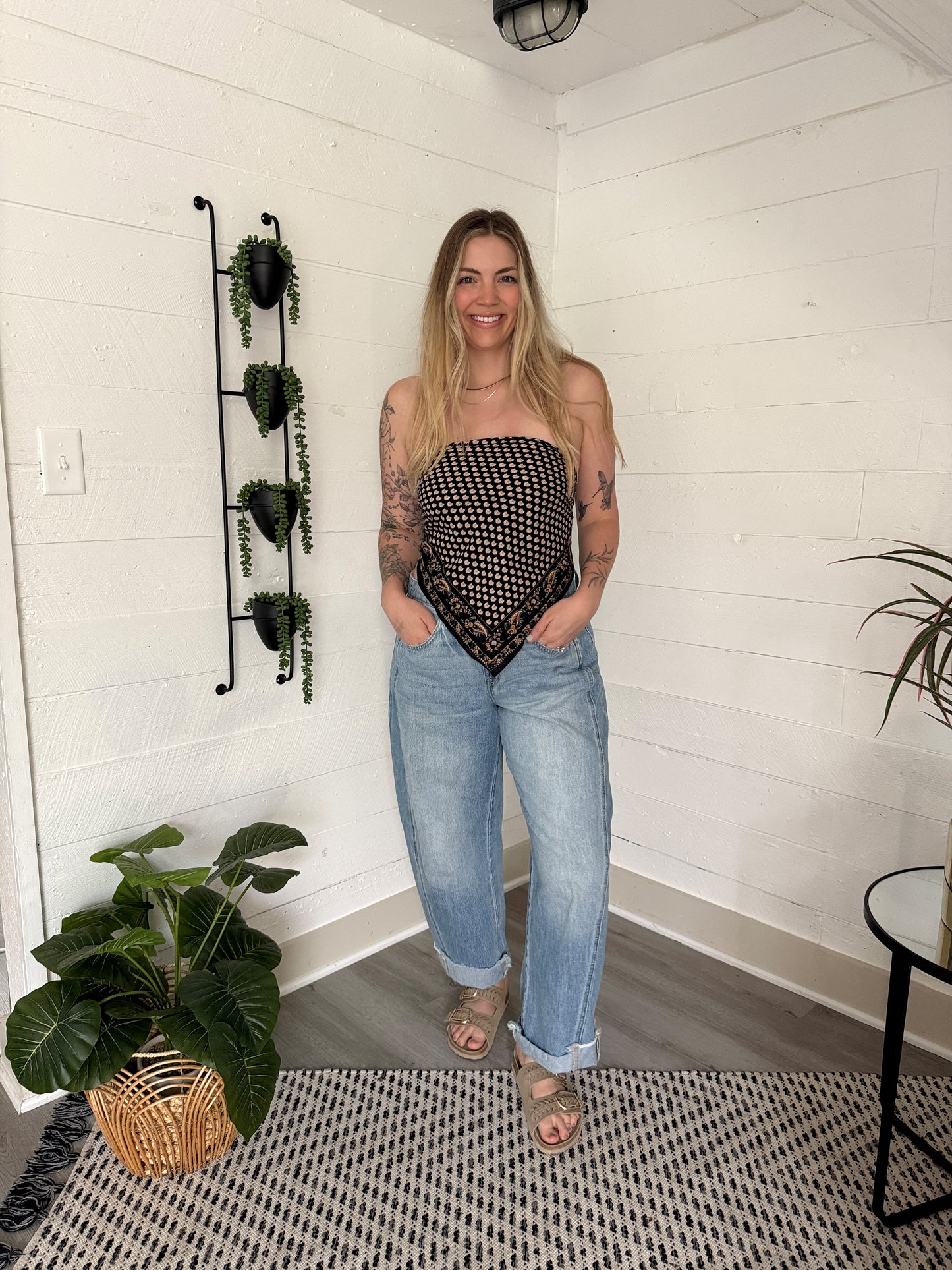 Black Boho Bandana Scarf